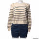 SHEIN Women’s Cream and Black Crew Neck Sweater Medium 
