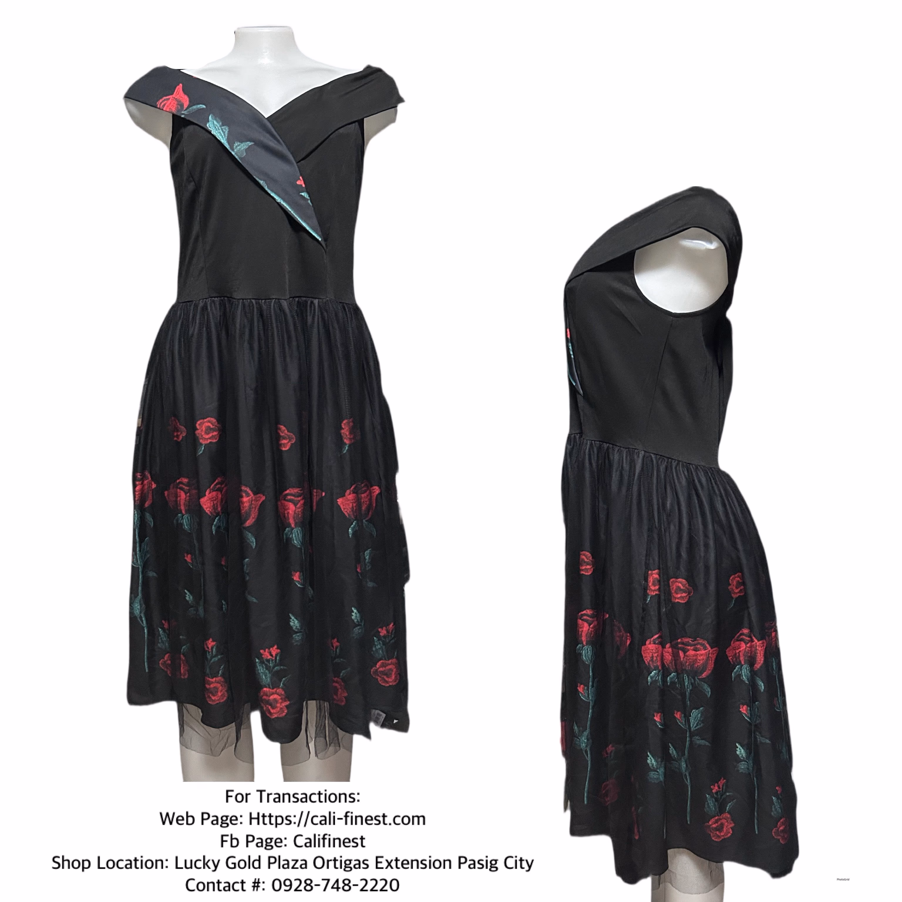 Women’s Off Shoulder Embroidered Evening Dress Size Large