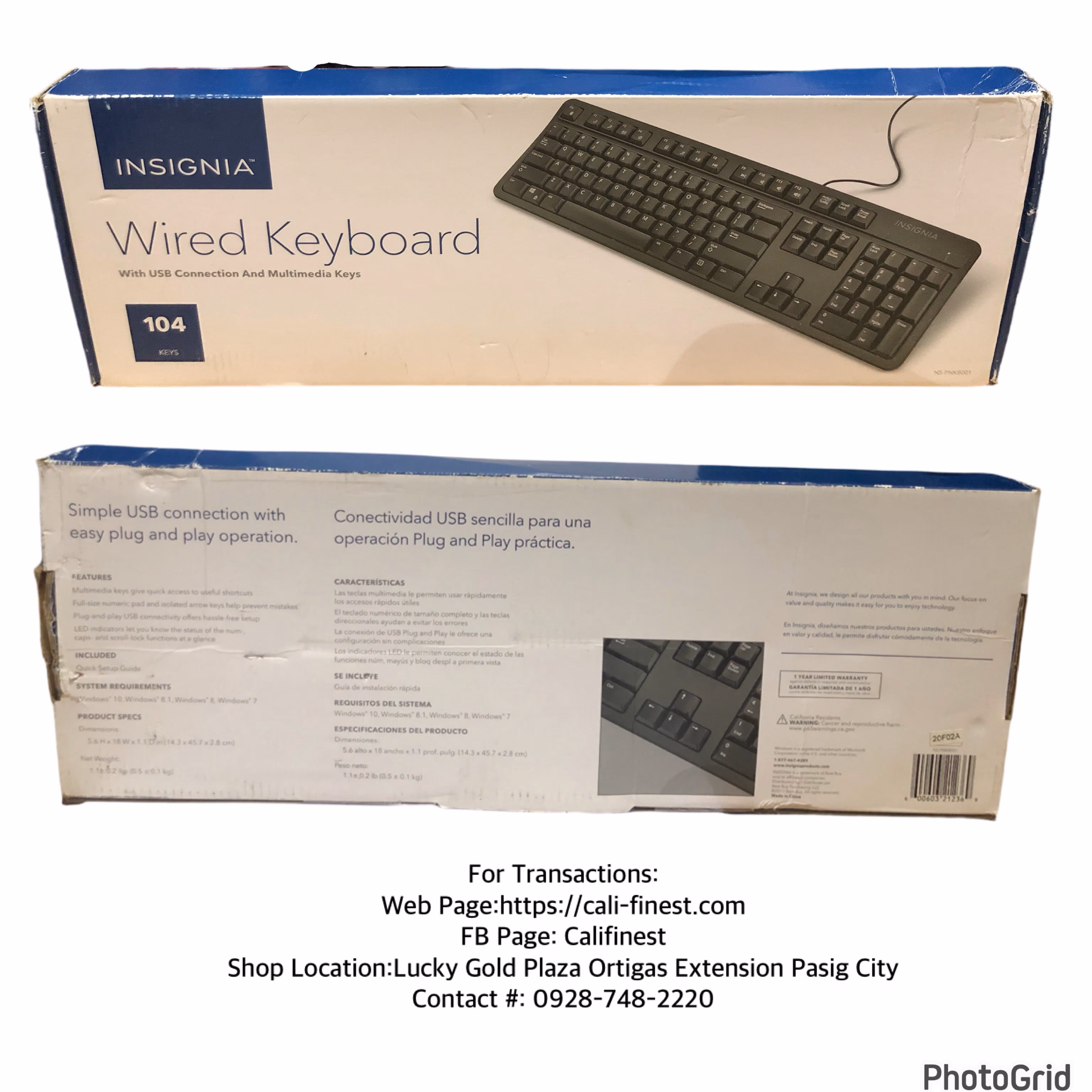 Brandnew Insignia Wired Keyboard with USB connection and multimedia Keys NS-PNK8001  EL#453 
