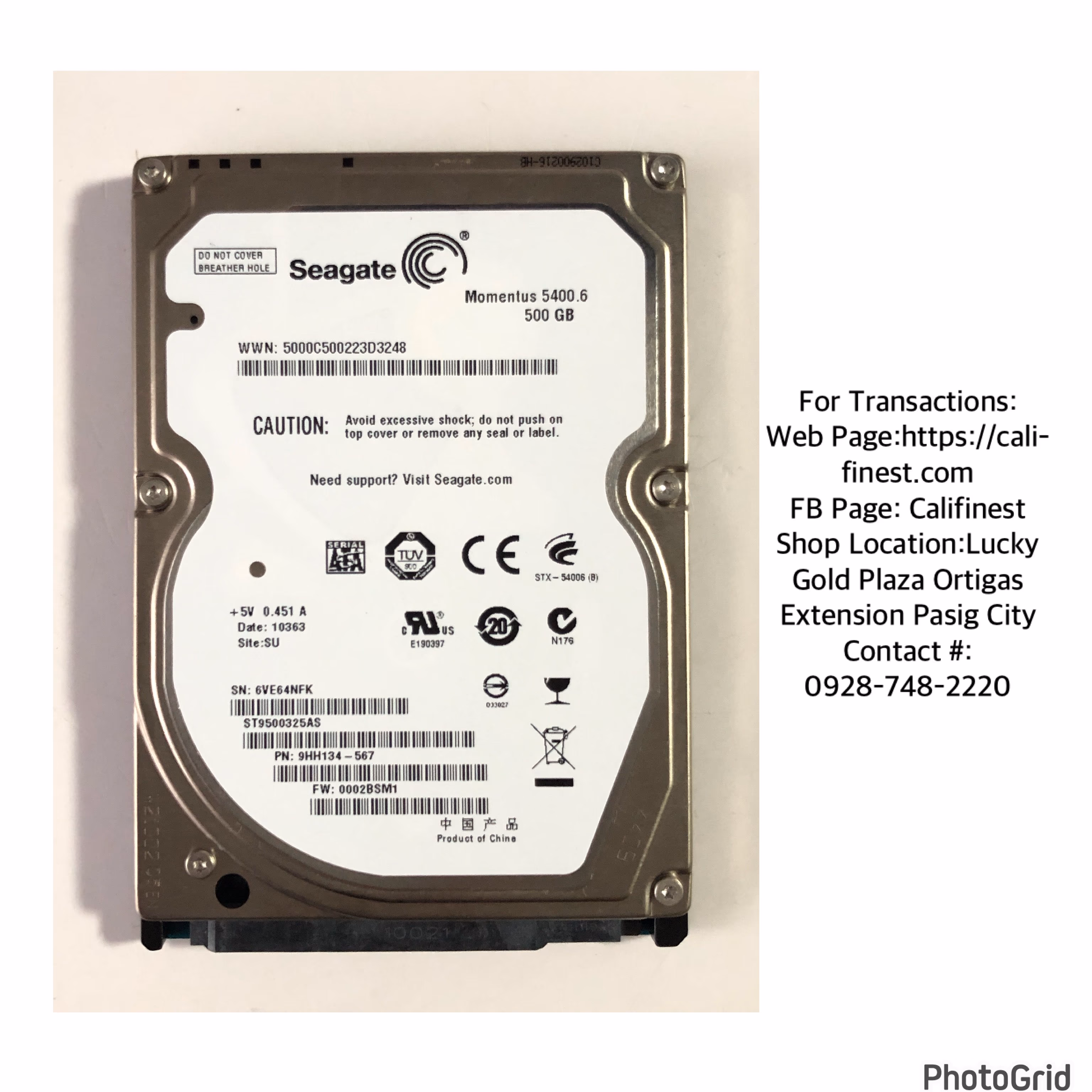 Seagate Momentus 500 GB Thin Laptop Hard drive   EL#407 