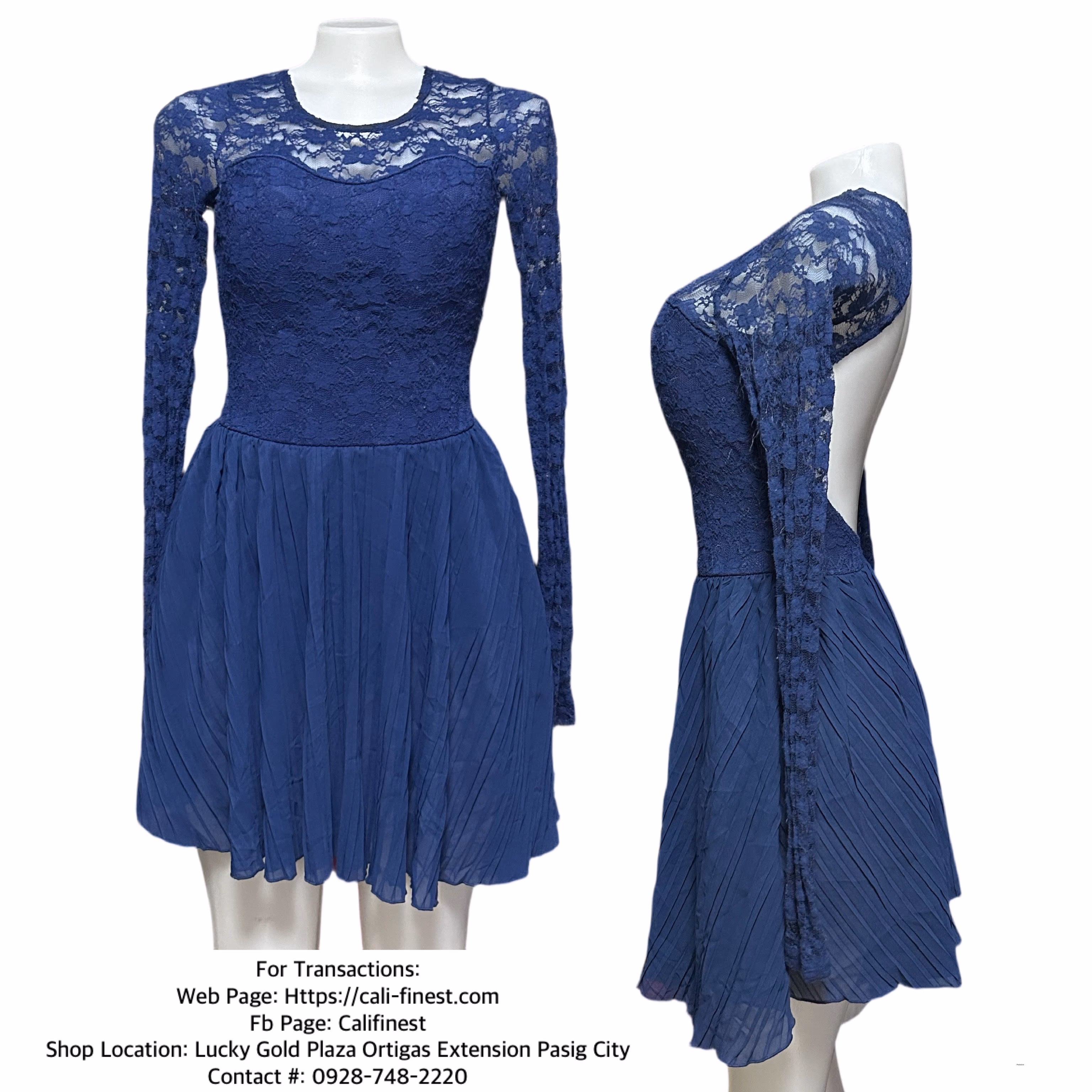 Balera Dance Costume Blue Lace Pleated Skirt Lyrical Dress