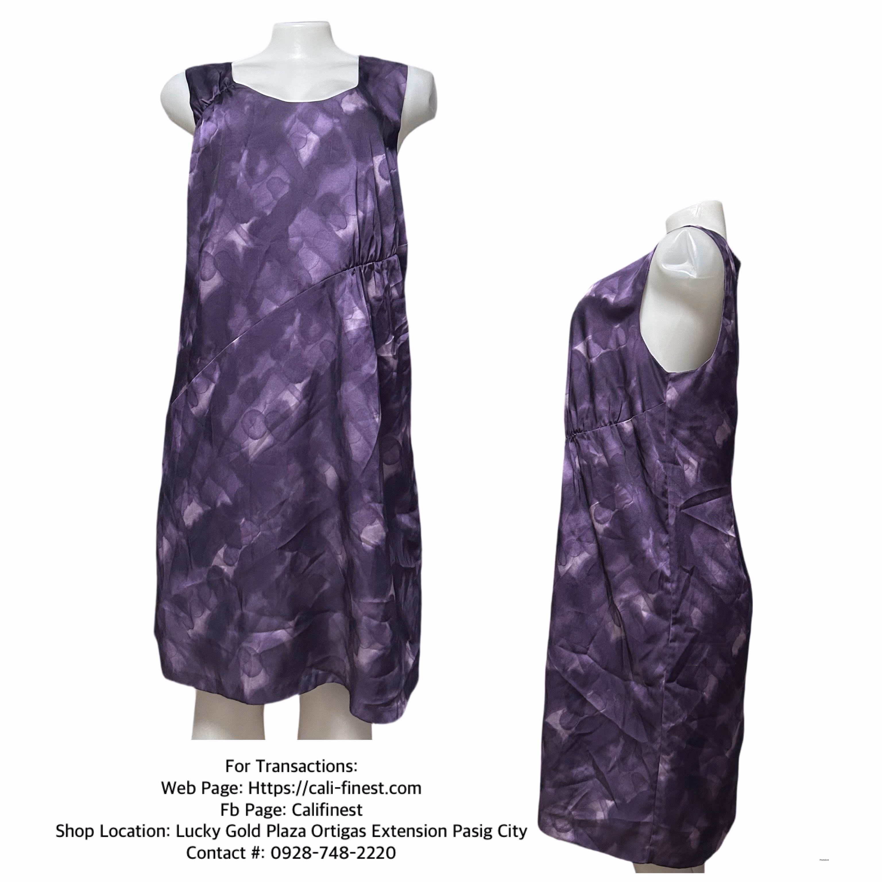 Simply Vera Vera Wang Purple Watercolor Shift Back Zip A-Line Dress