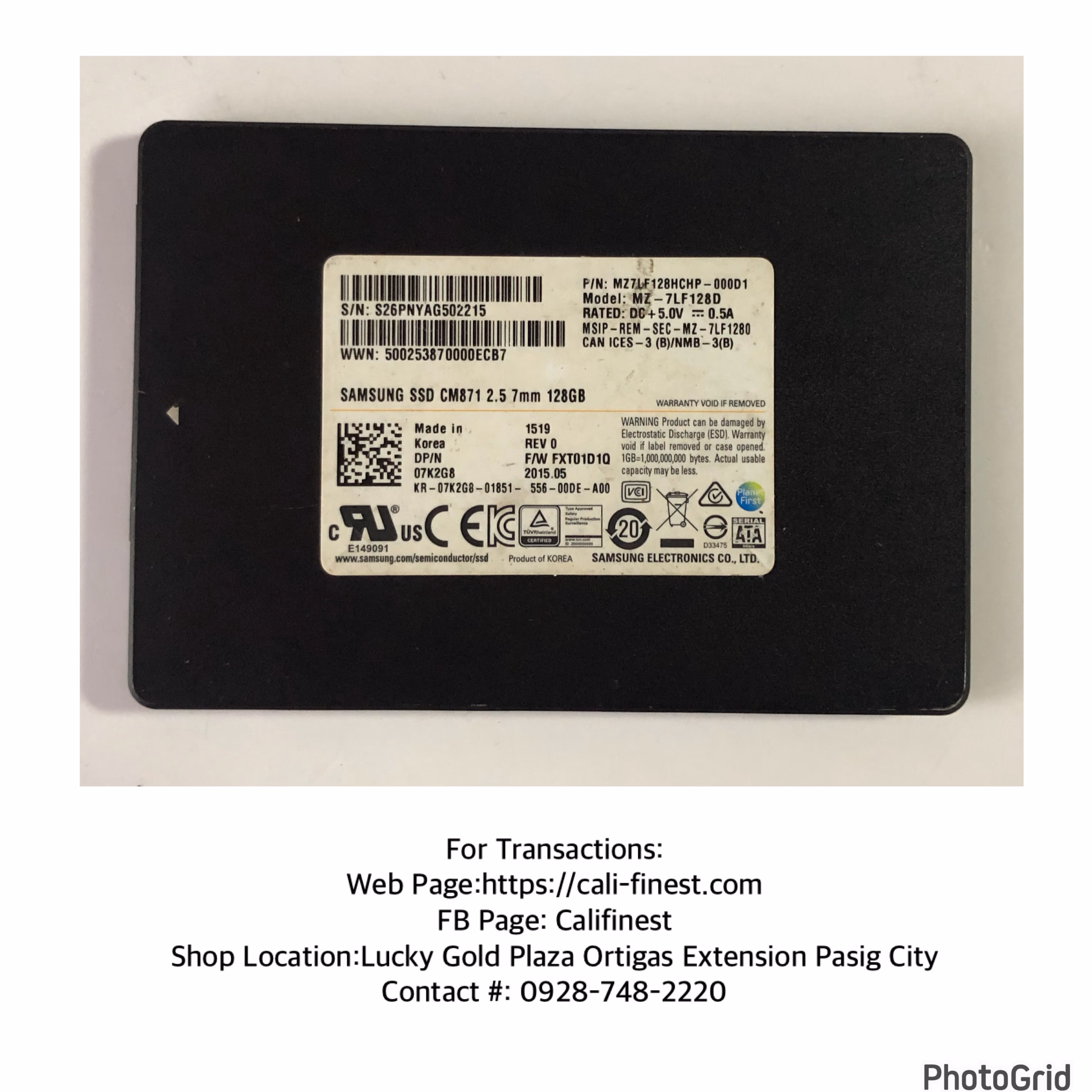 Samsung SSD CM871 2.5 7mm 128GB  EL#404  