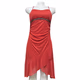 Ruby Rox Party Dress Vintage Spaghetti Strap Midi Bodycon Asymmetrical Hem Beaded Sequin Sheer Orange Overlay Size Large
