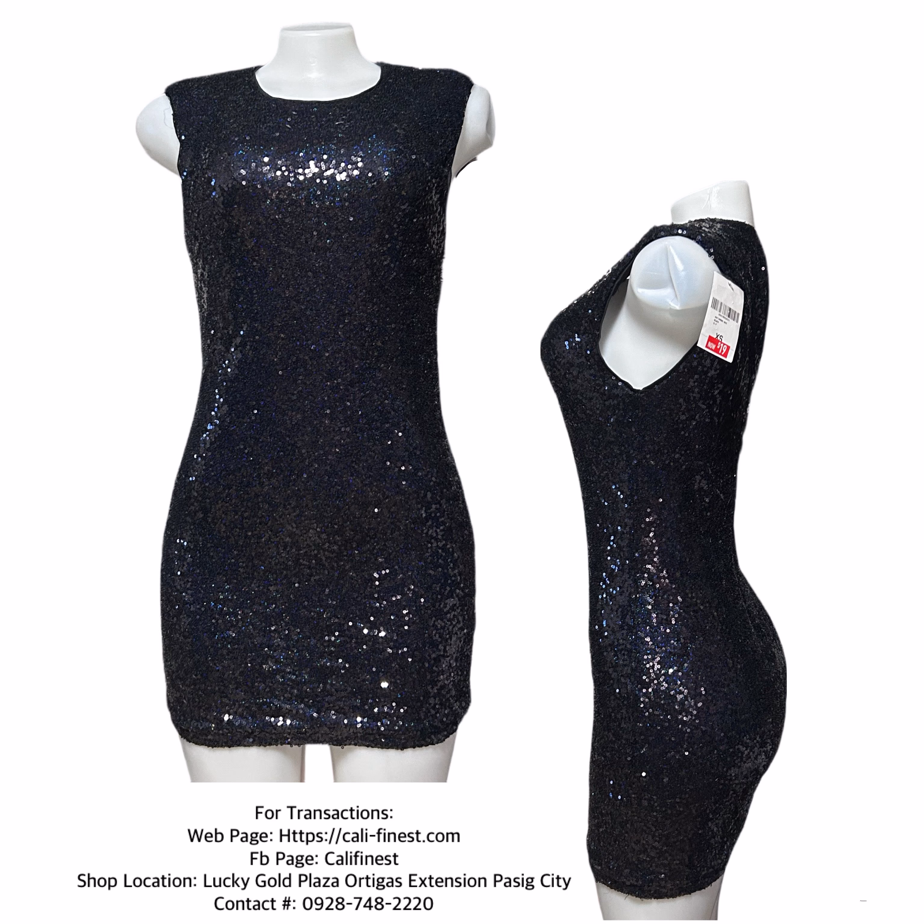 Forever 21 Navy Blue Stretch Full Sequin Bodycon Short Dress  Lined Sleeveless Size XS