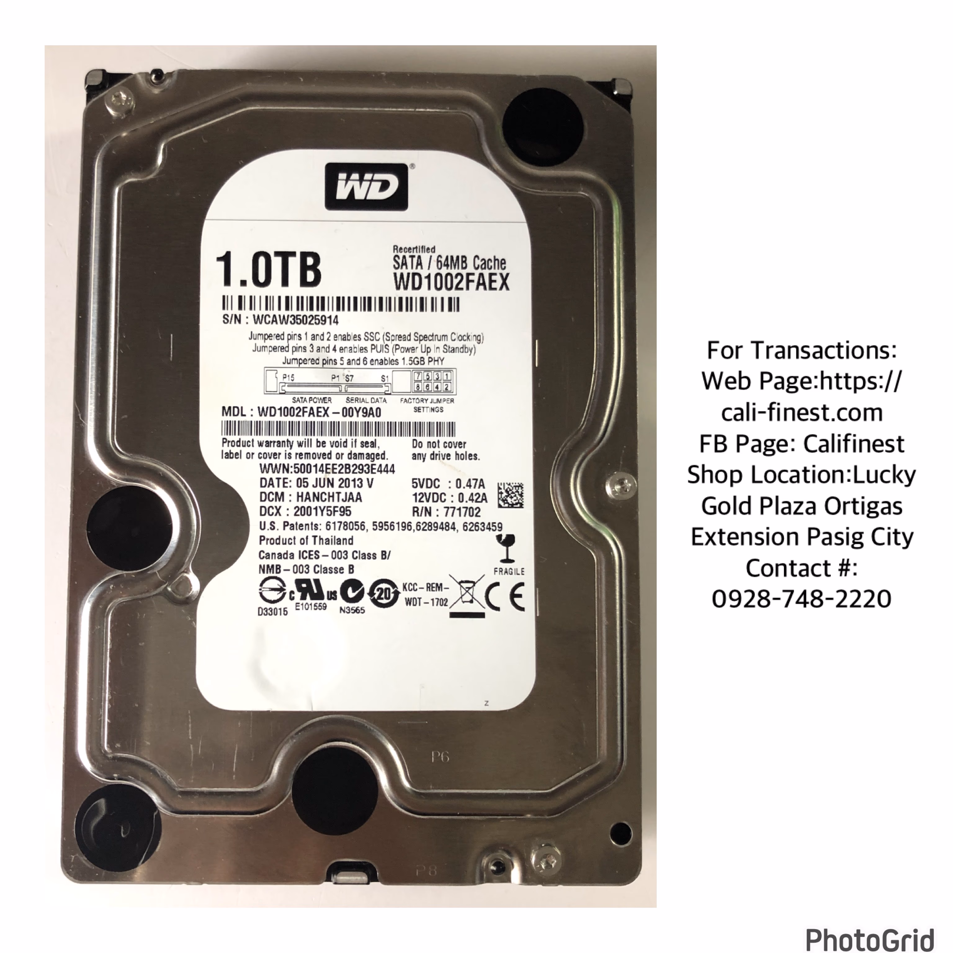 Western Digital WD 1.0TB SATA 64MB cache desktop hard drive 