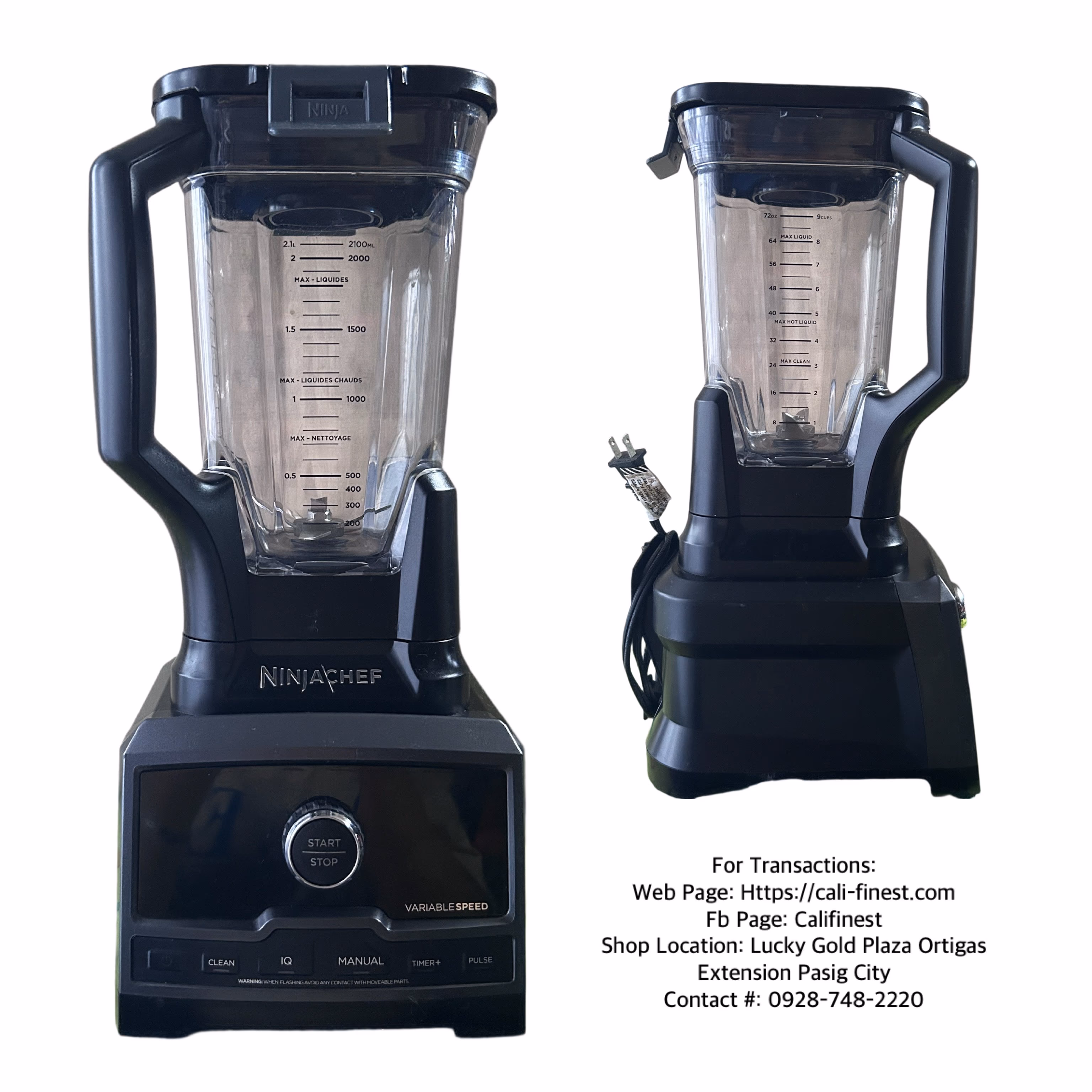 Ninja CT800 Professional Chef Blender with 10 Blend Modes and Manual Variable Speed Control, Black