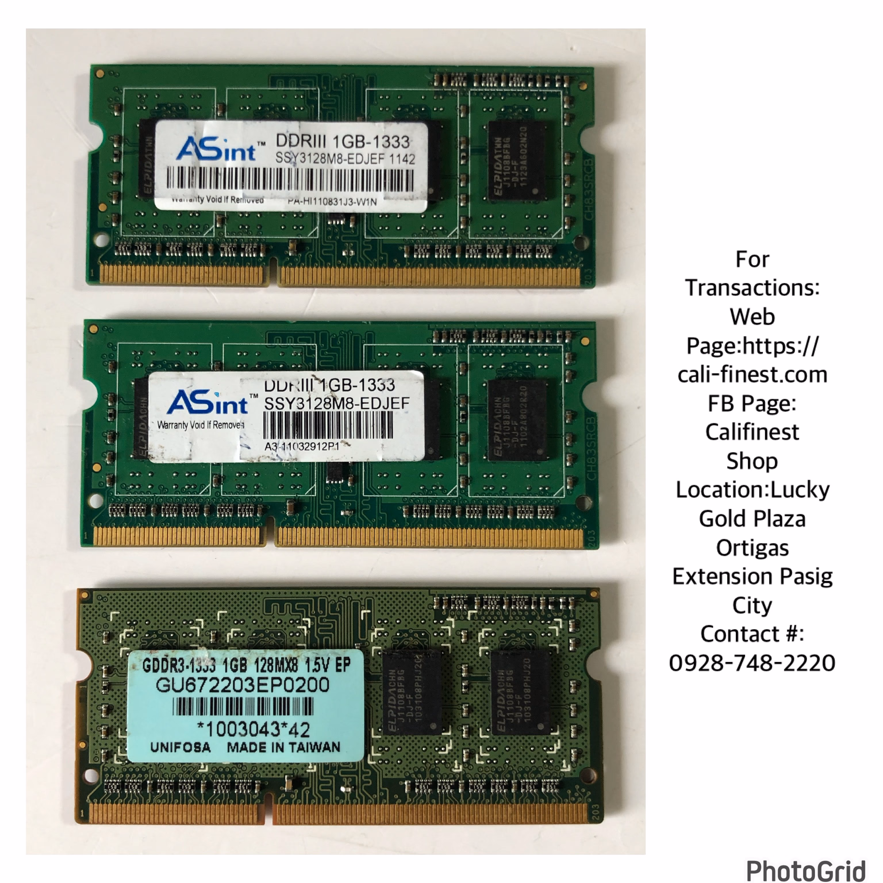 1gb DDR3 1333 Laptop RAM  EL# 419 