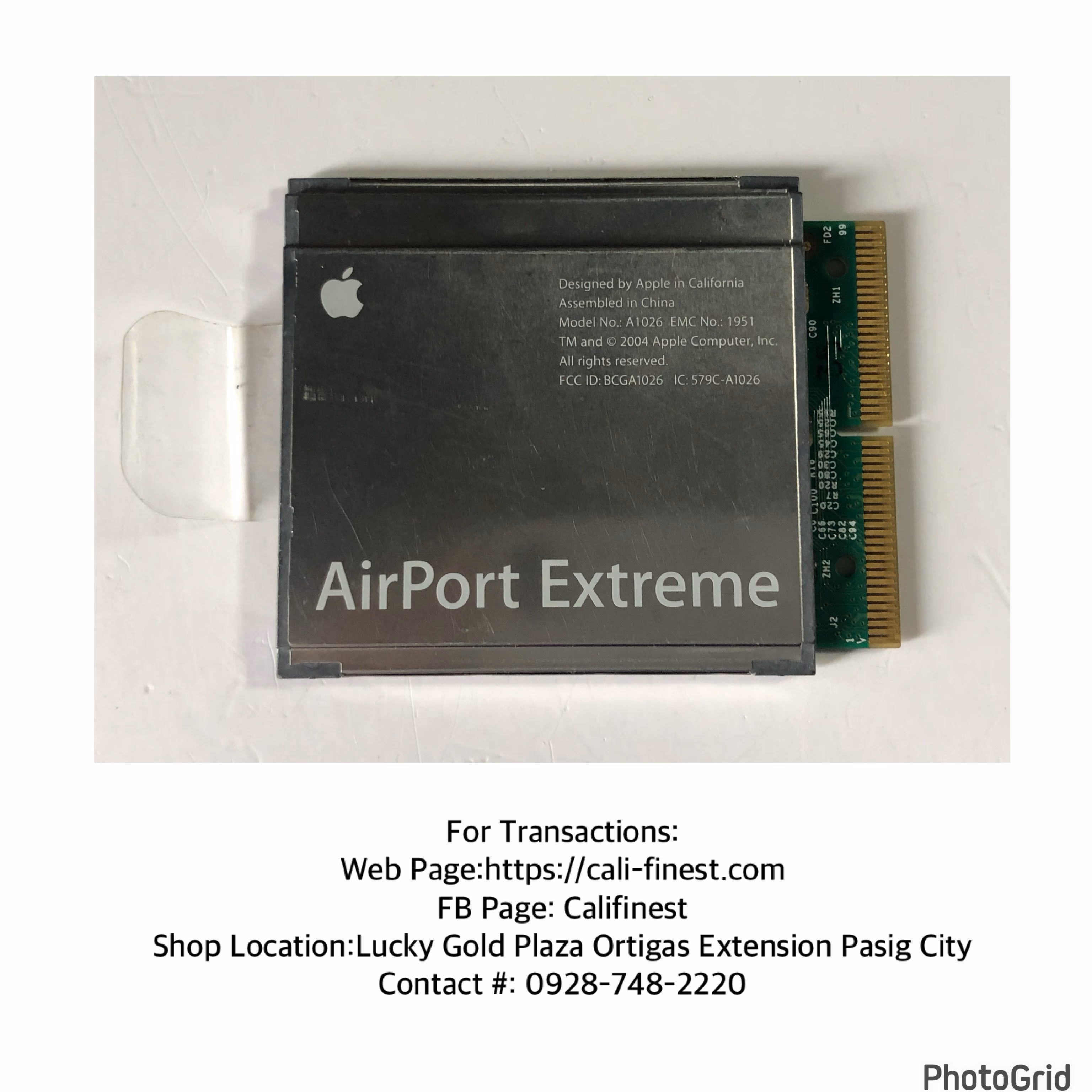 Apple AirPort Extreme Wifi Card A1026 Emc 1951 EL#461