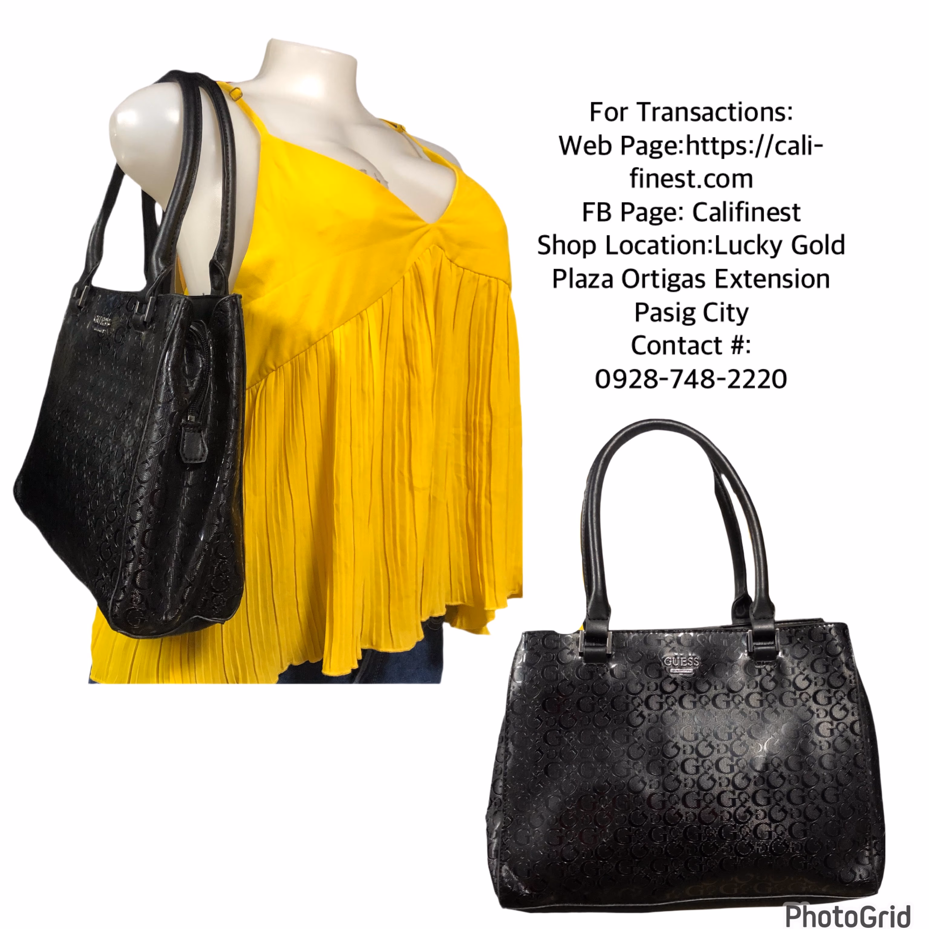 GUESS Bonny Satchel Logo Handbag Purse Black