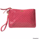 Victoria’s Secret Laser Cut HOT PINK Cosmetic Makeup Bag Wristlet  BA#439 