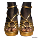 Shoedazzle Women’s Leather Strappy Gold High Heels