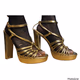 Shoedazzle Women’s Leather Strappy Gold High Heels
