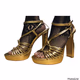 Shoedazzle Women’s Leather Strappy Gold High Heels