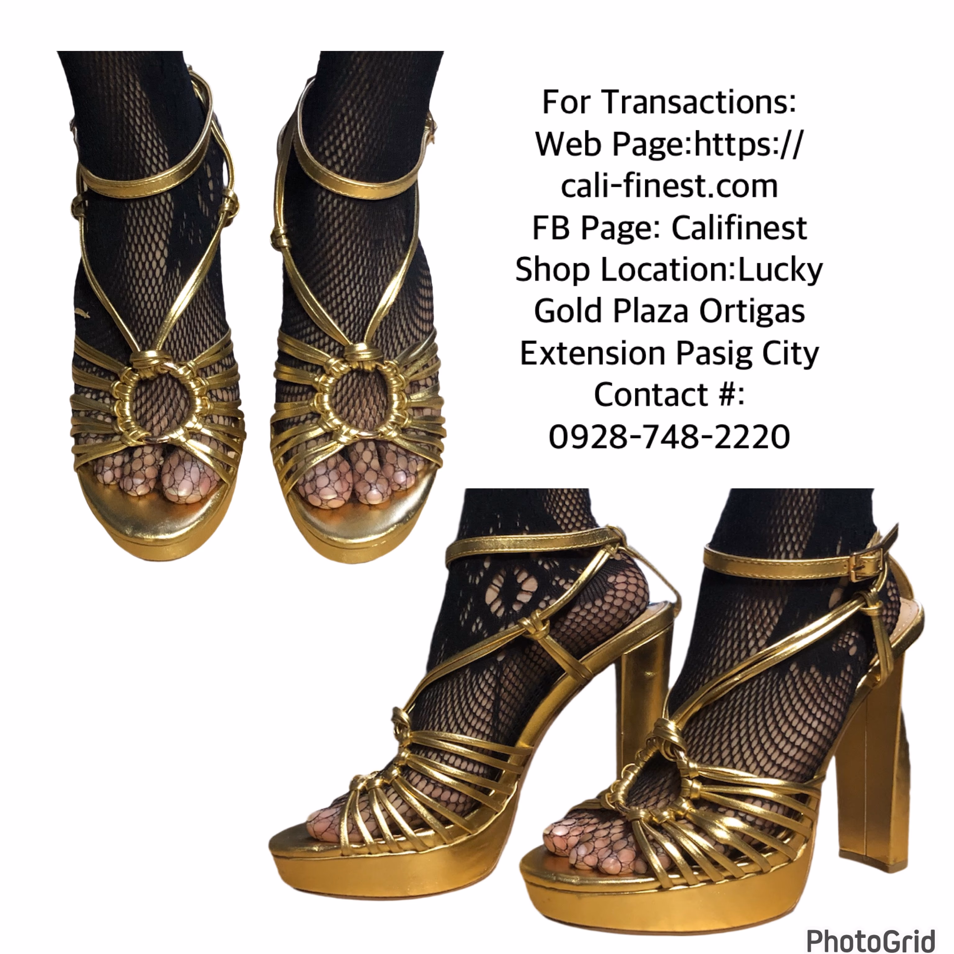 Shoedazzle Women’s Leather Strappy Gold High Heels