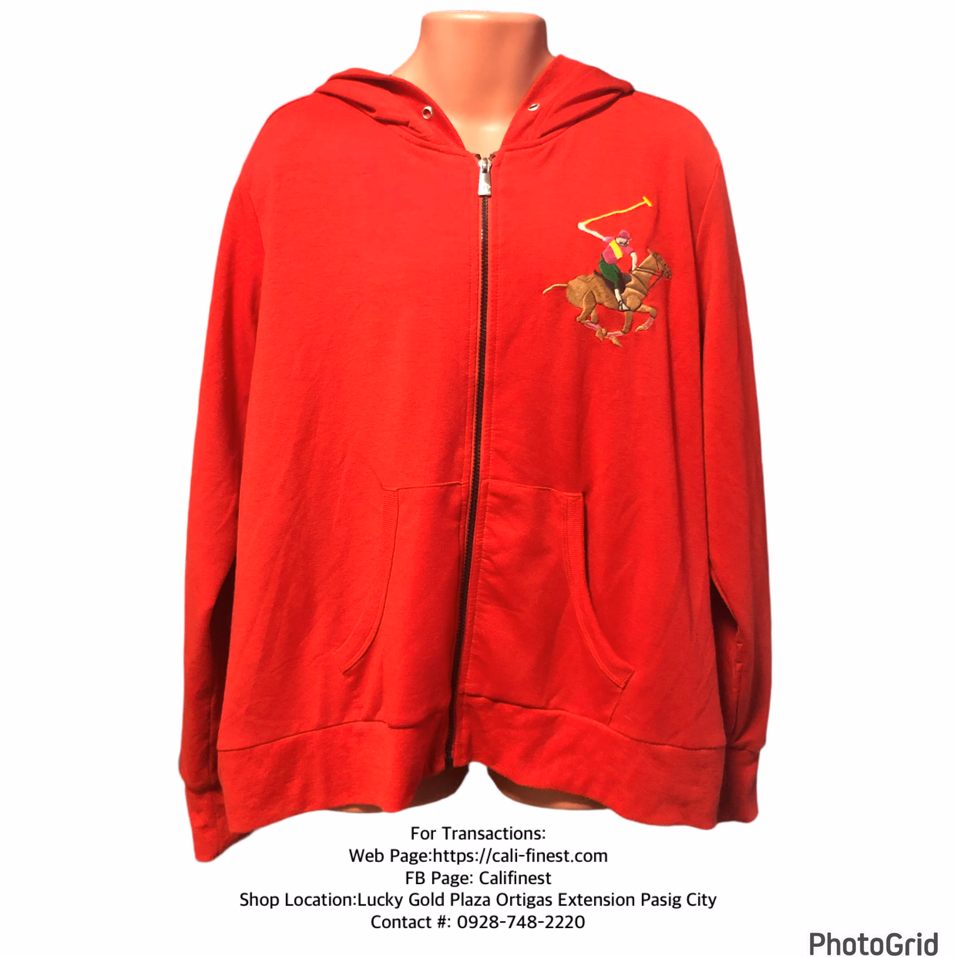 Beverly Hills Polo Club Red Full Sleeves Hooded Sweatshirt Jacket for Mens