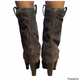 Charlotte Russe Women’s Gray Faux Suede Cuffed Heeled Boots