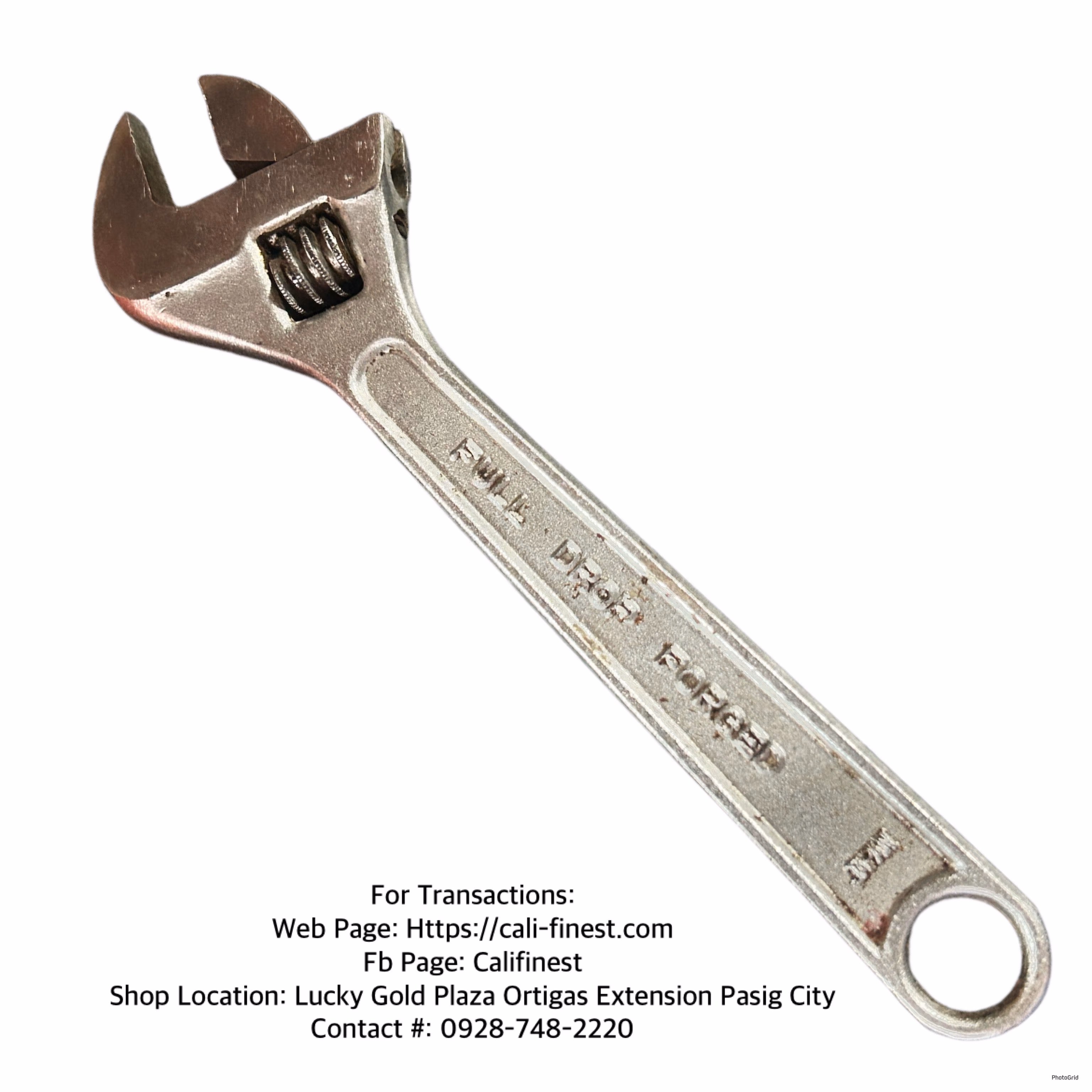 Chrome Vintage Fuller No.8 Adjustable Wrench 