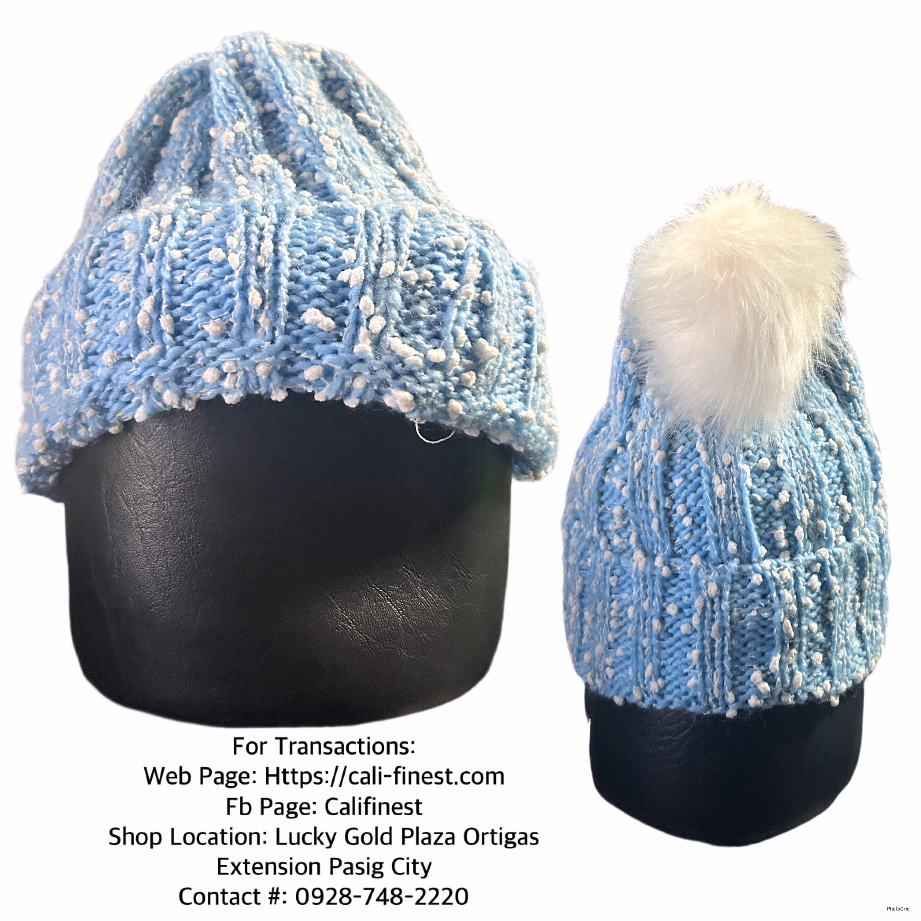 Knitted Winter Beanie Blue   C#428