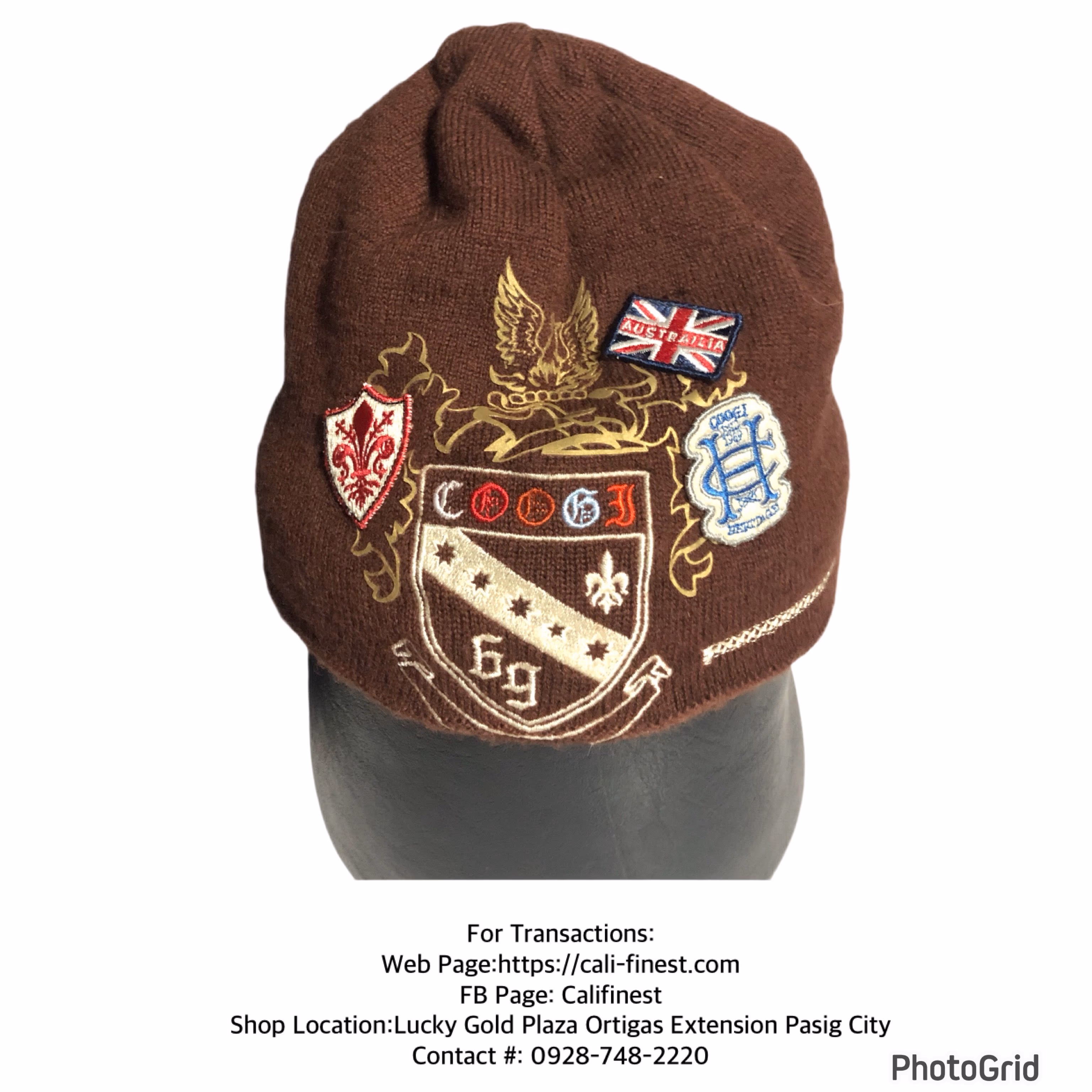 Coogi Heritage Brown Beanie Hat for Kids