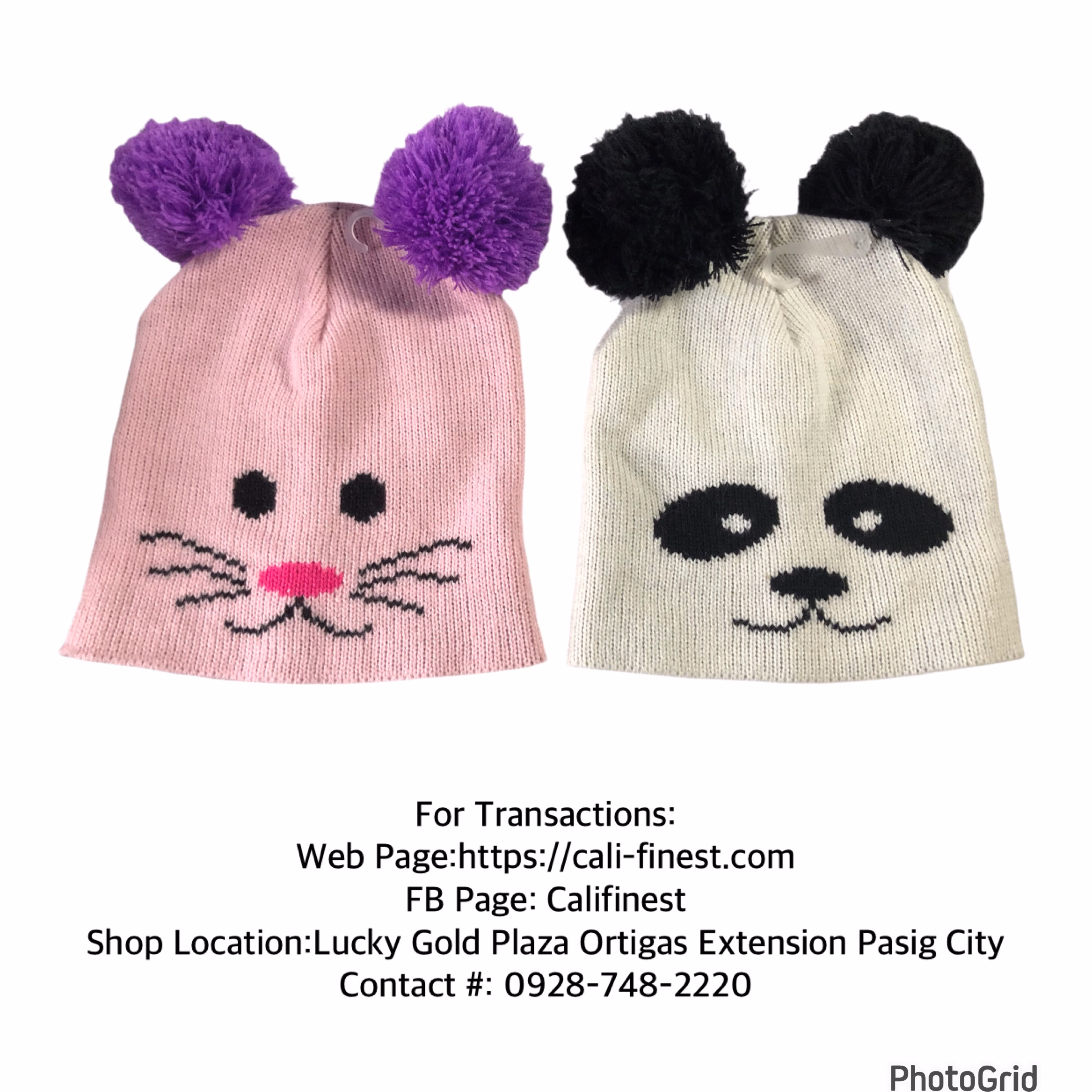 Winter Cute Panda & Rabbit Knit Beanie Hat for Kids