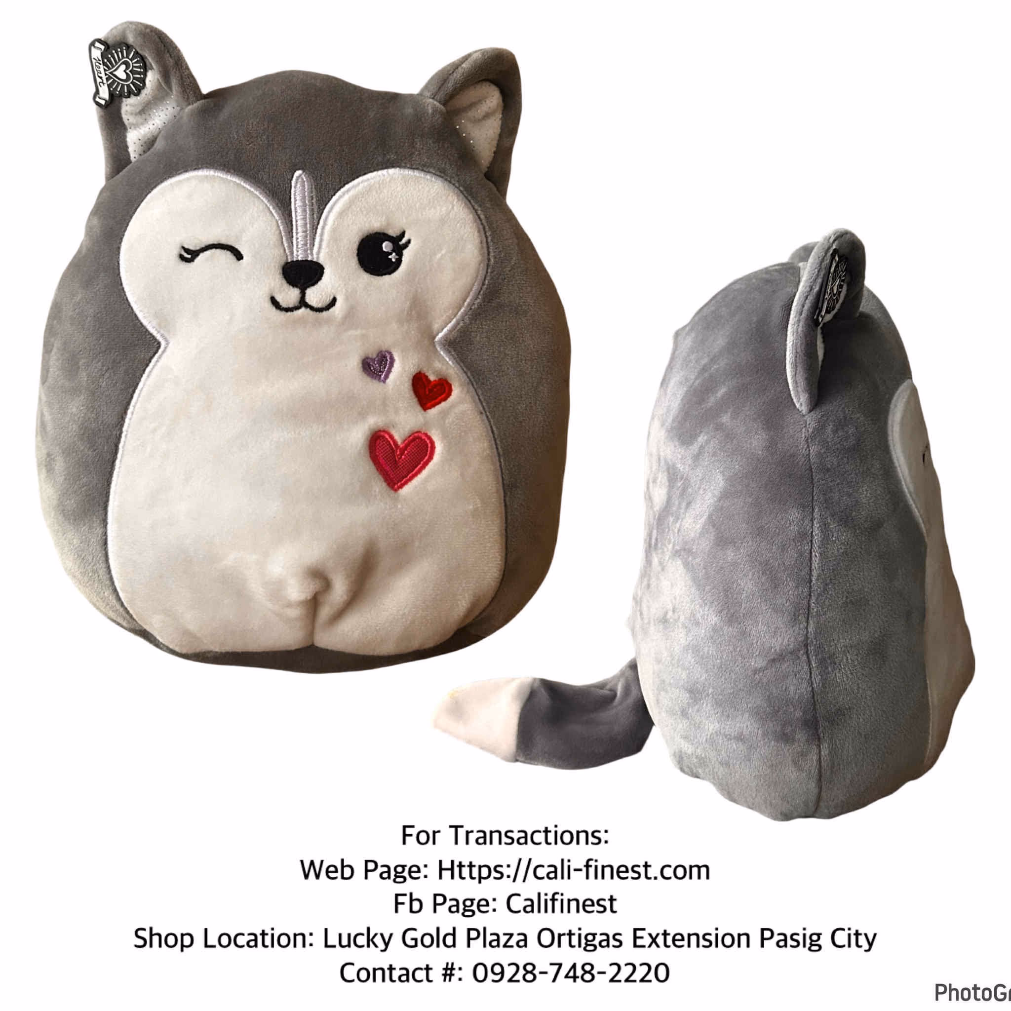 SQUISHMALLOWS 8” HEIDI HUSKY Grey Hearts Valentine Plush Kelly Toy Stuffed
