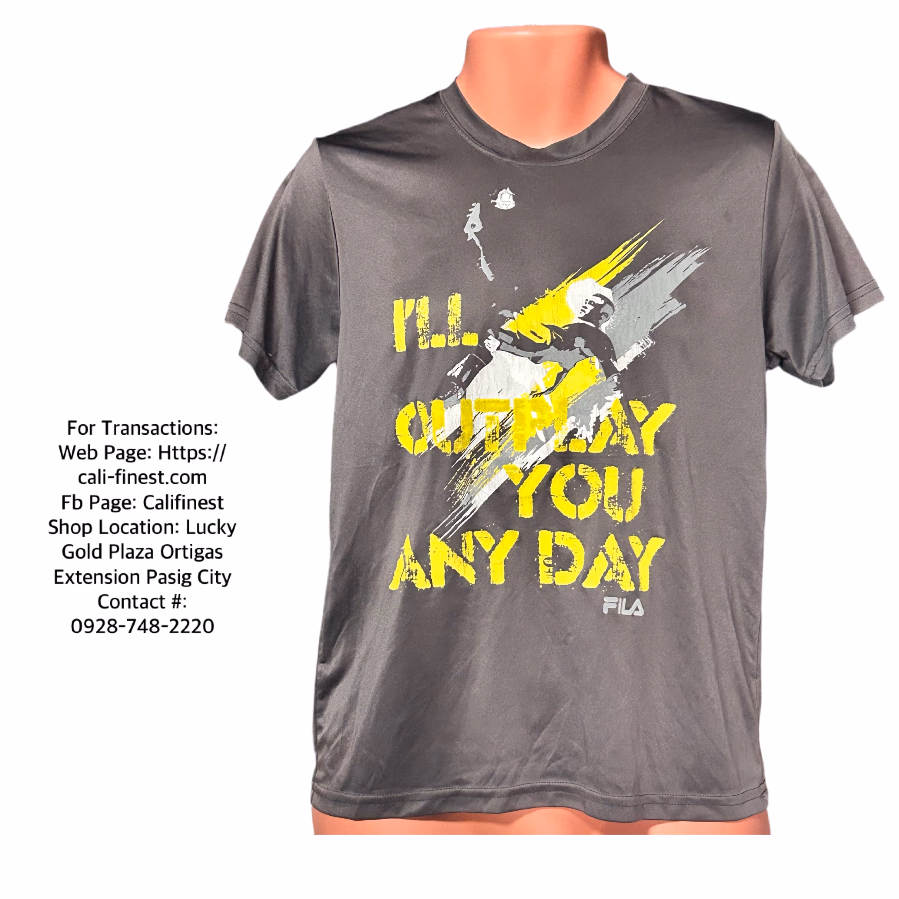 Fila ‘Ill Outplay you and Day’ Boys Grey Short Sleeve Shirt  