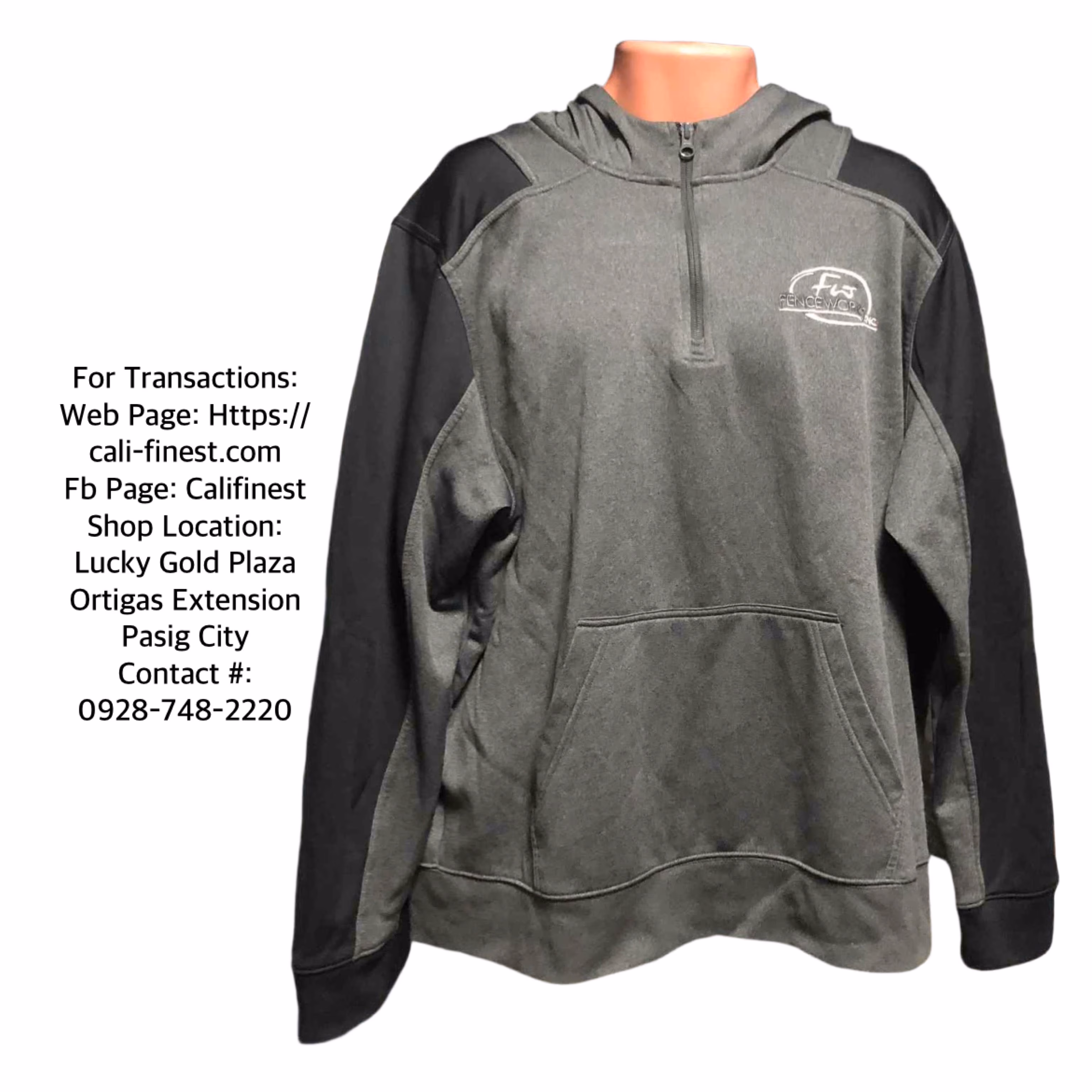 Sport-Tek Men’s Tech Fleece Black & Gray 1/4 Hooded Sweatshirt