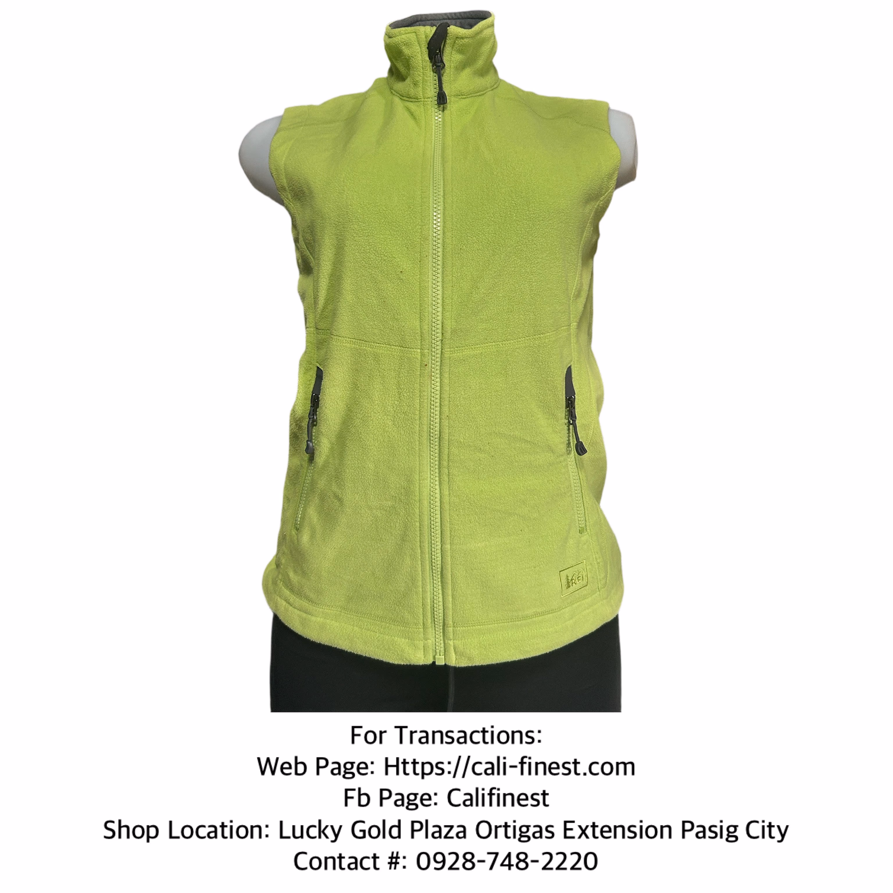 REI Fleece Vest Womens XL Green Zip Outdoors Hiking