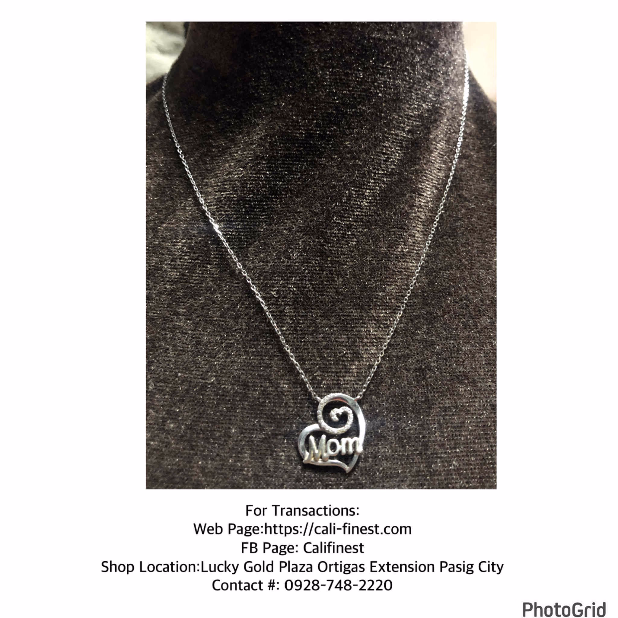 “Mom” Heart Pendant with zirconia in 925 High- Grade sterling silver venetian chain  NL#4