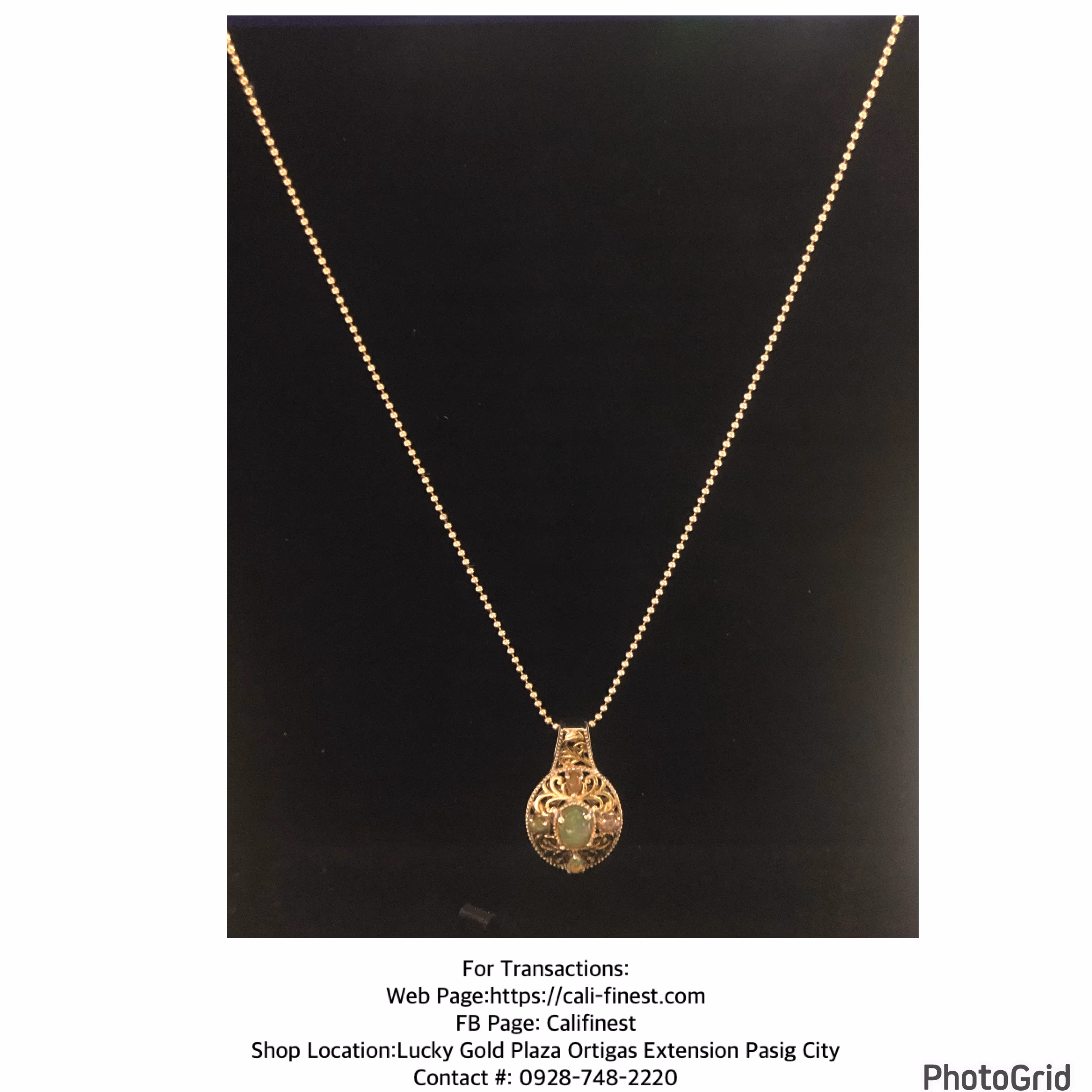 Opal inVictorian style Pendant sterling silver Ball chain Necklace  NL#6 