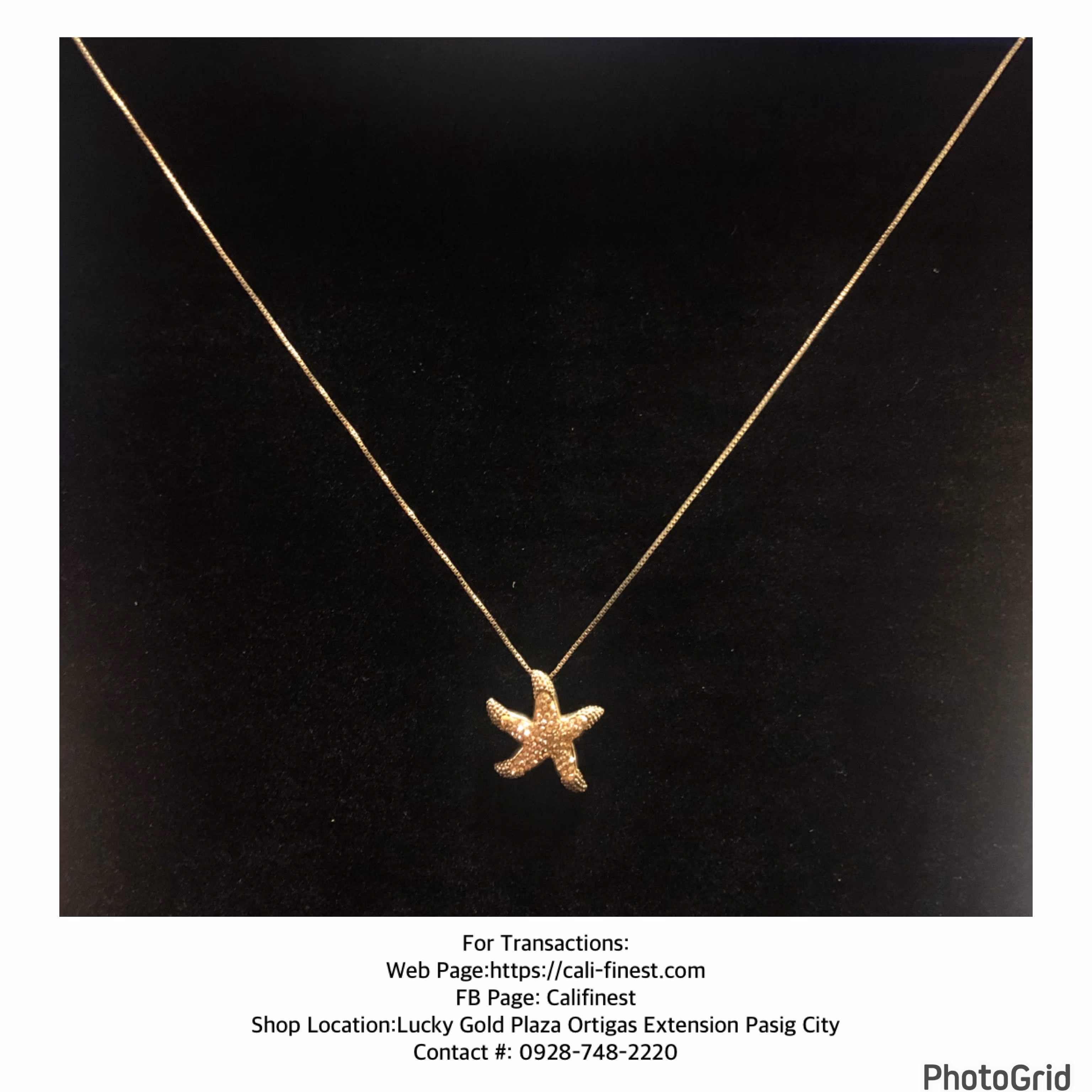 Sterling Silver Gold vermeil star fish sea star Pendant with Rhinestones in RL 925 box chain  NL#7 