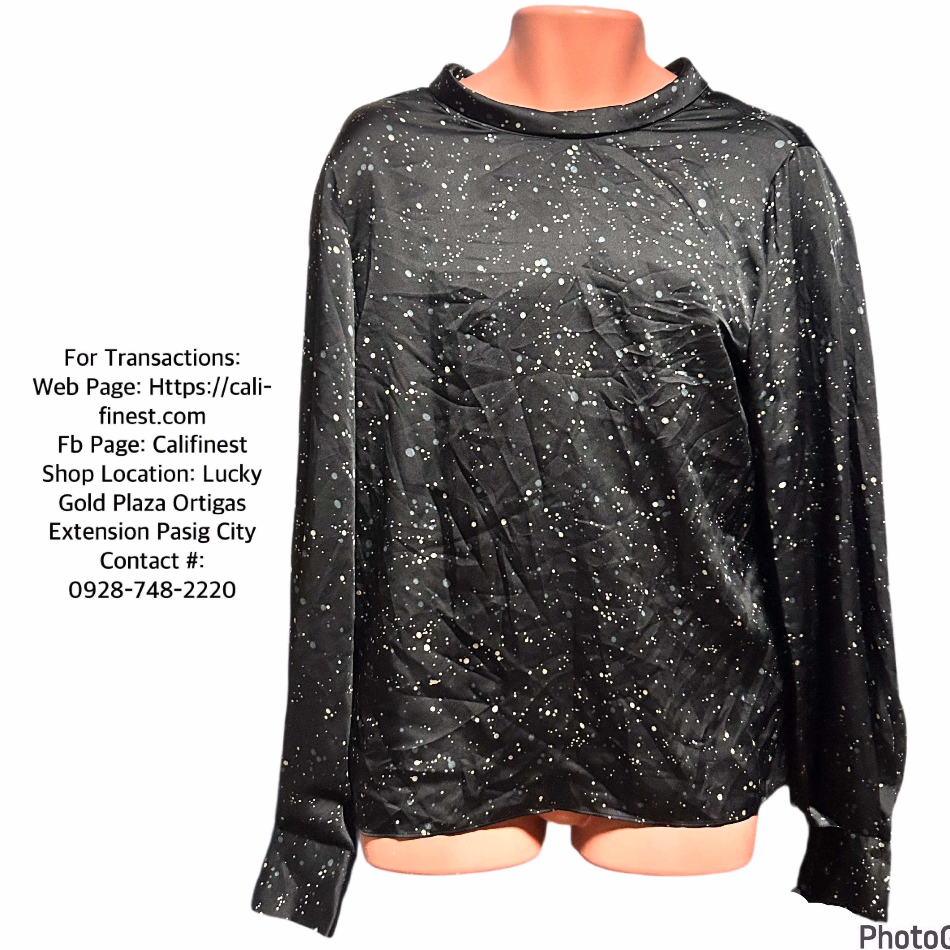 Vince Men’s Black Print Poet High Low Long Sleeve Size Large