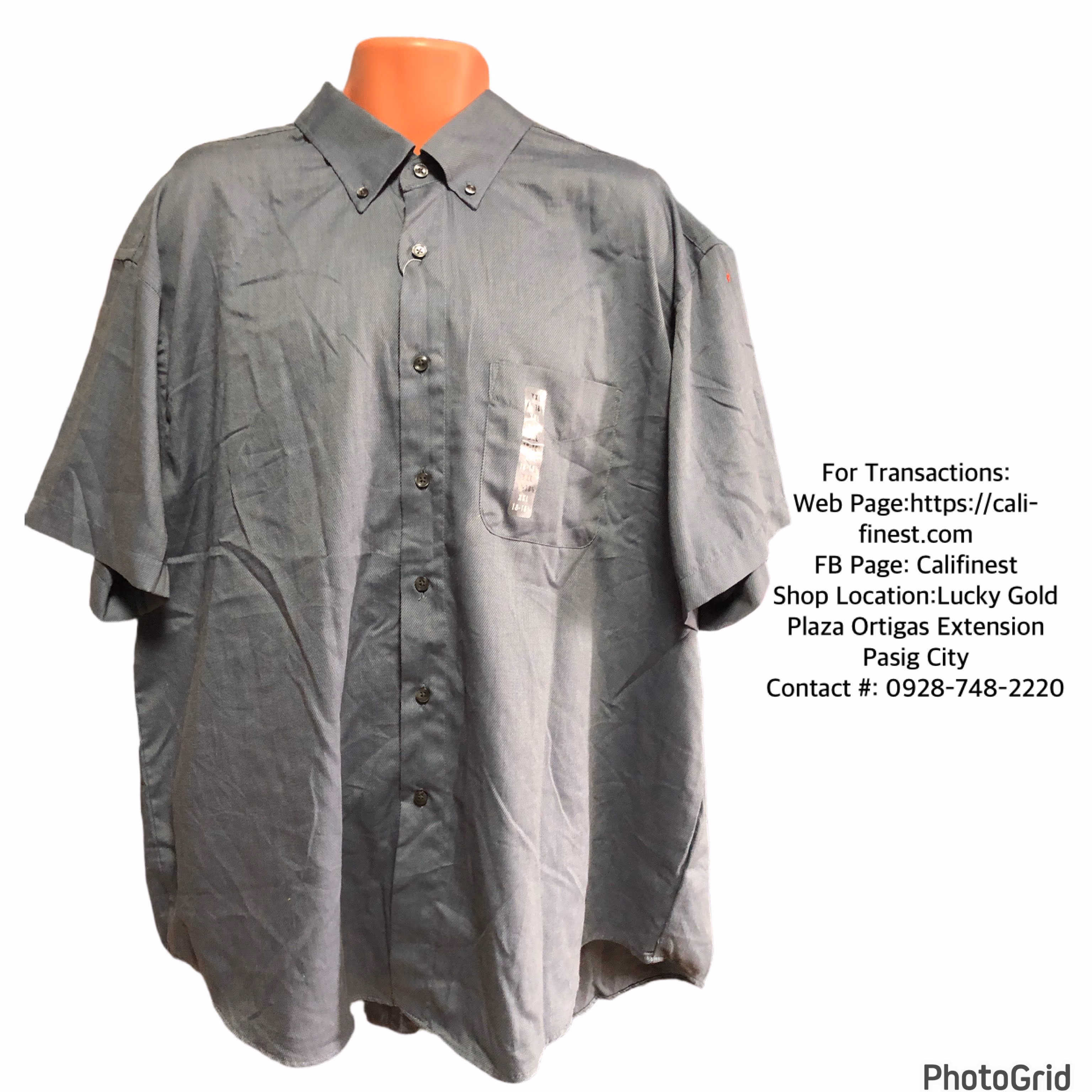 Van Heusen Polo Short Sleeve Blue Gray XXL   T#625 