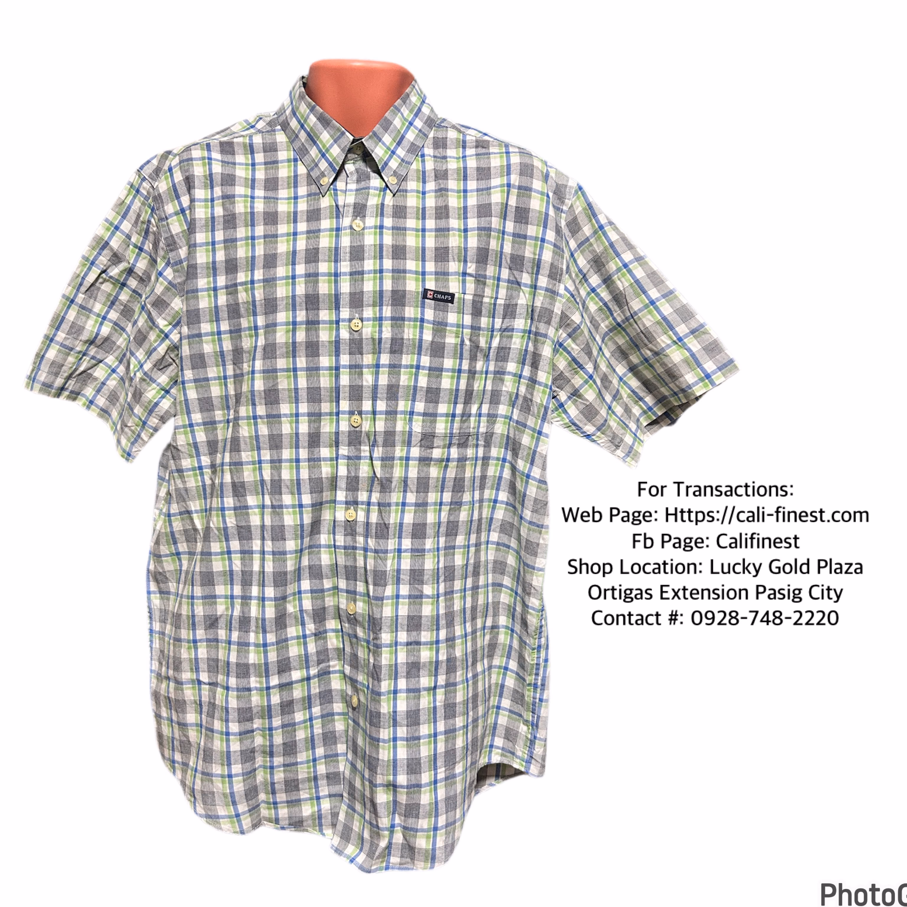 Chaps Men’s Size Large Button Down Shirt Multicolor Plaid Short Sleeve Easy Care