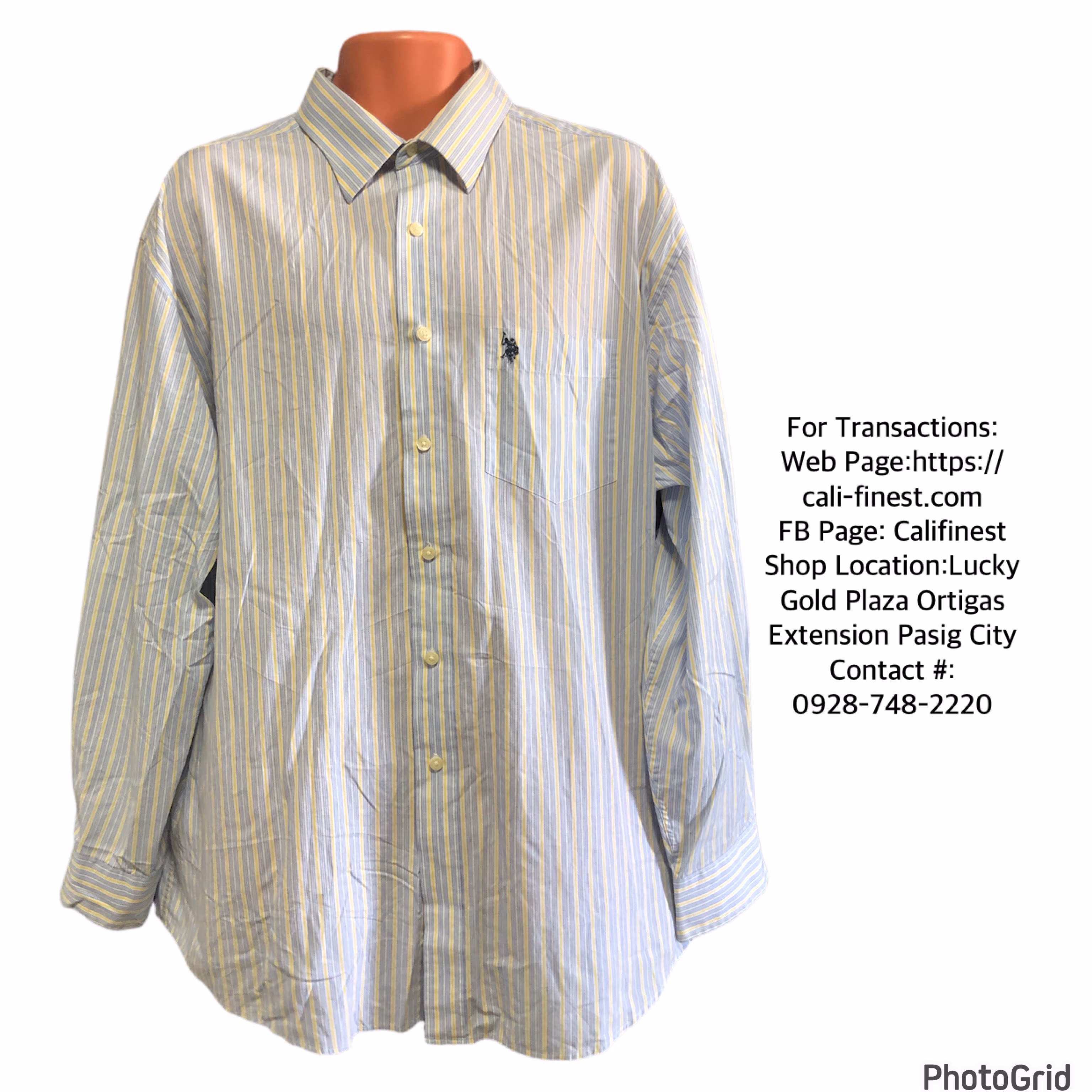 US. Polo Assn Men Polo Long Sleeve Blue XL  T#658