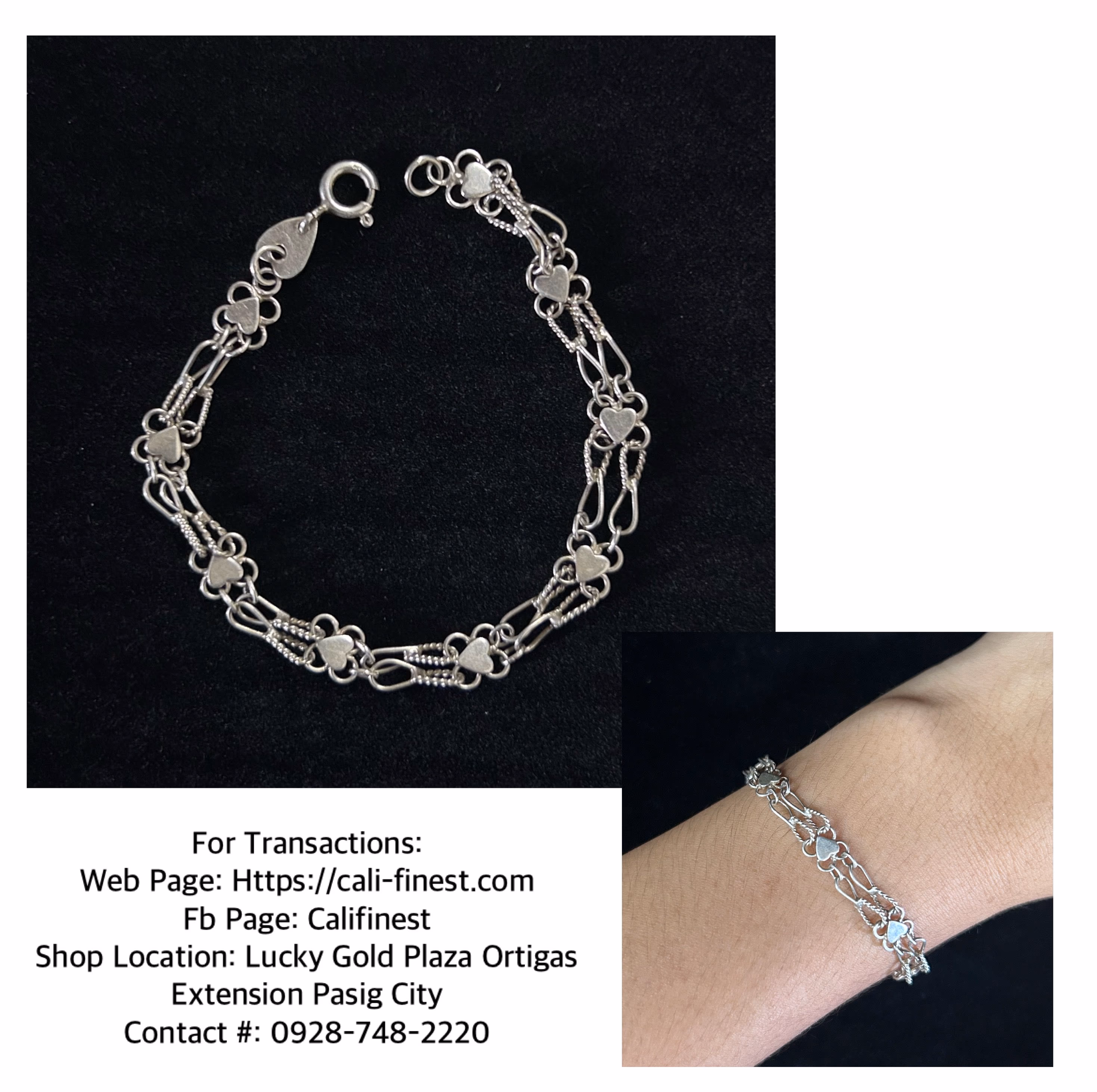 Heart Chain Bracelet 925 Silver
