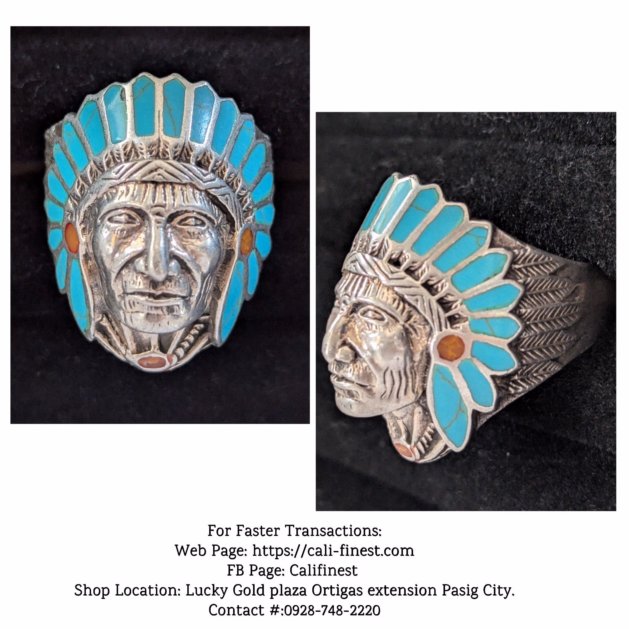 Rare American Indian Silver Ring with turquoise Inlay