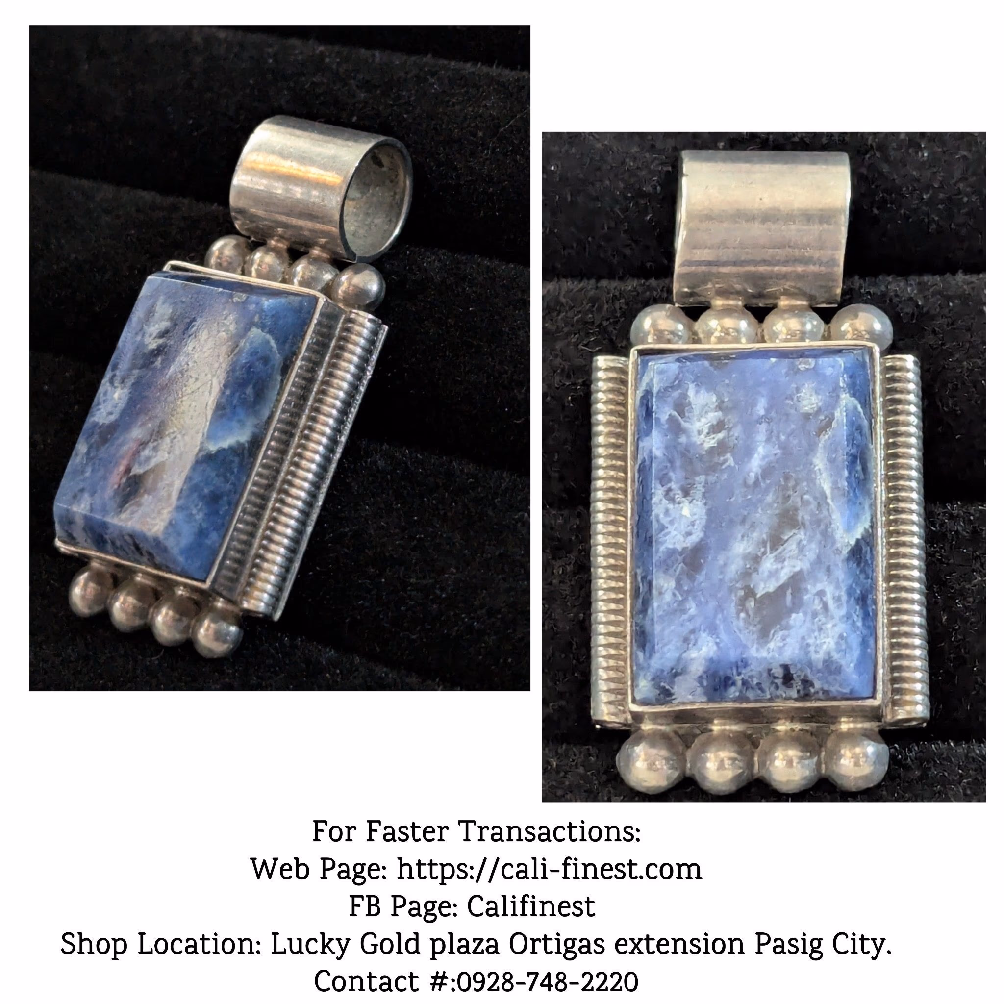 Lapis Lazuli Pendant in Sterling Frame 