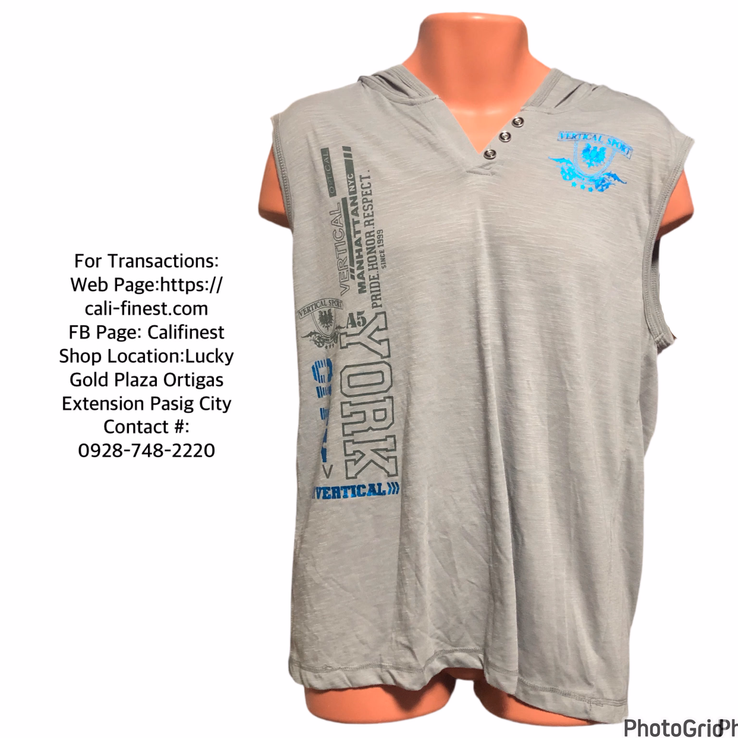 Vertical Men’s Lightweight Athletic Sports Sleeveless T-Shirt Hood Tank Top  