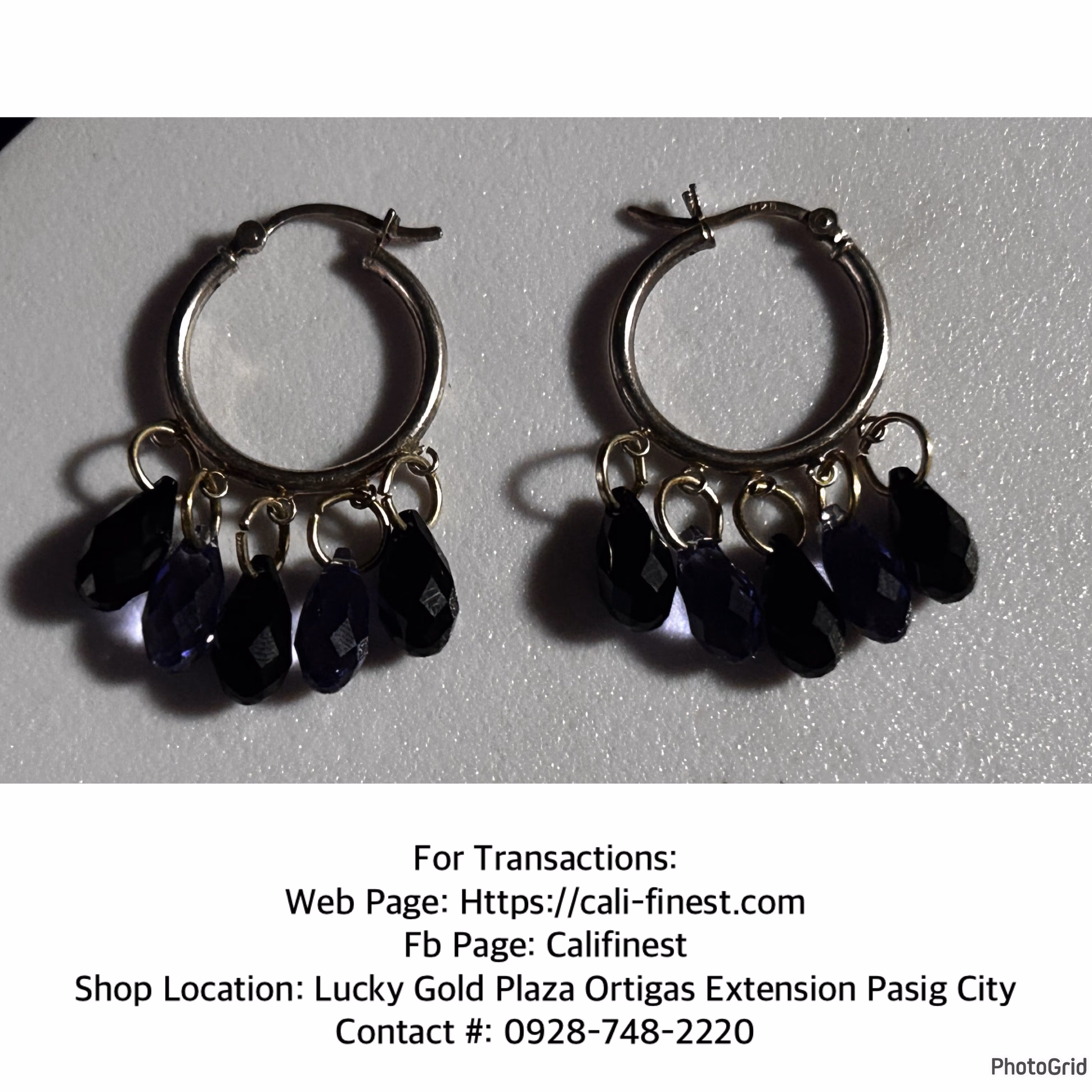 Silver with Sapphine Drop Earrings 