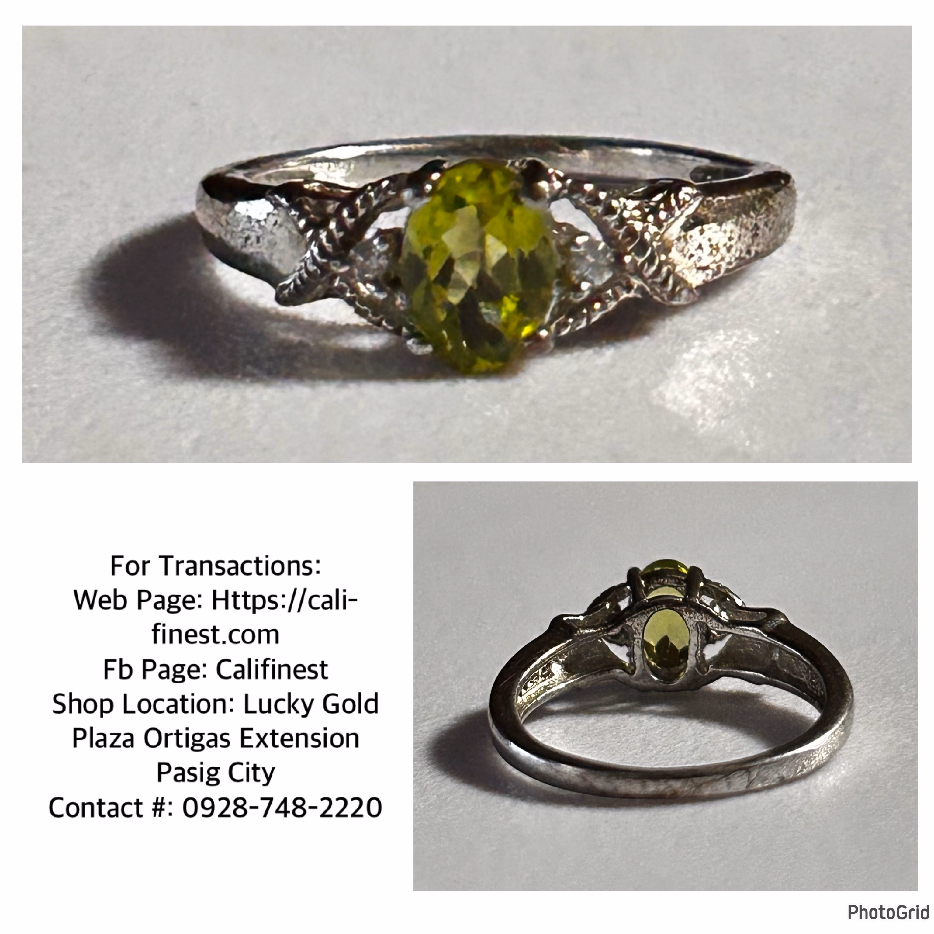 925 Silver with Opal Peridot Ring 14mm