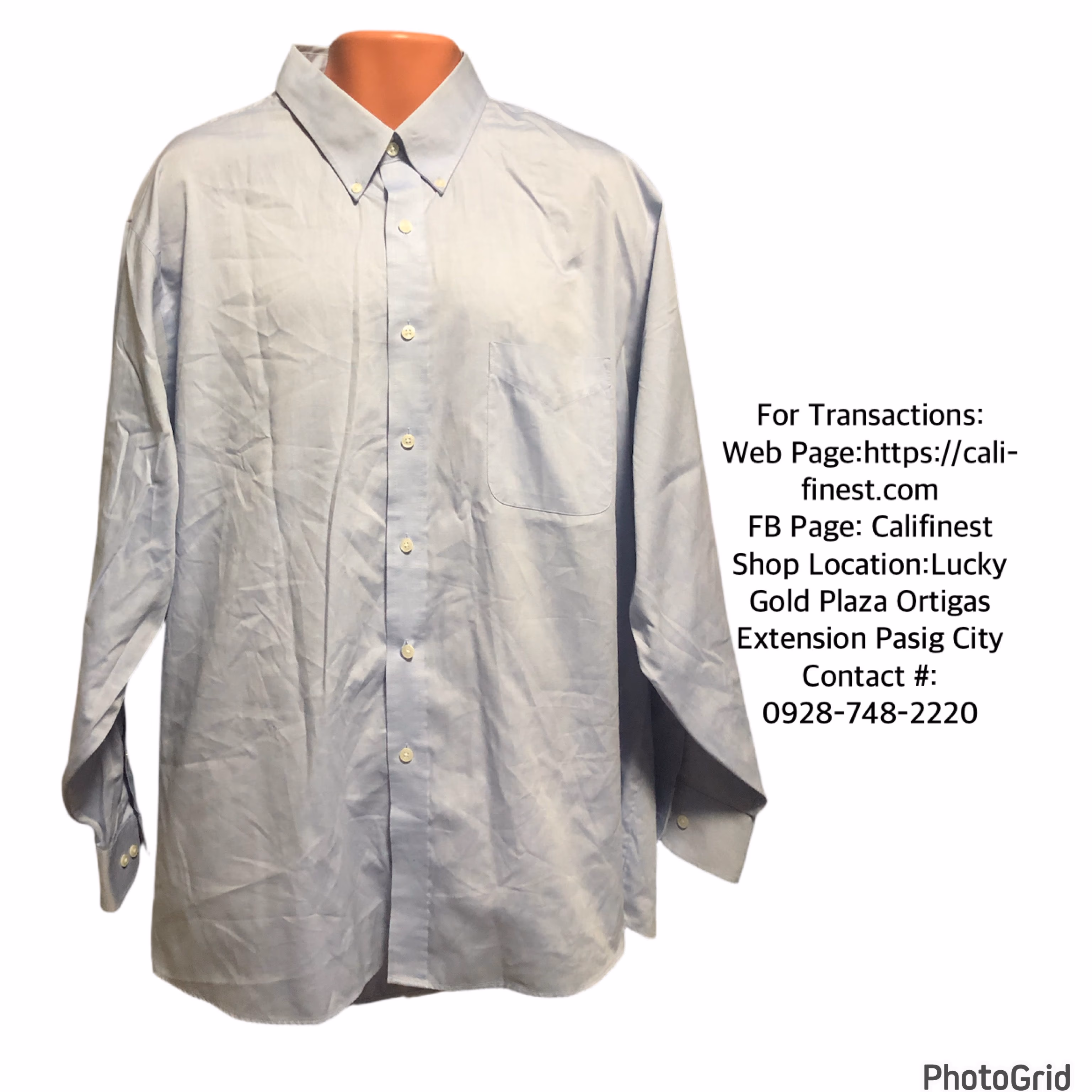 Geoffrey Beene Mens Polo Long Sleeve Light Blue XXL  T#681