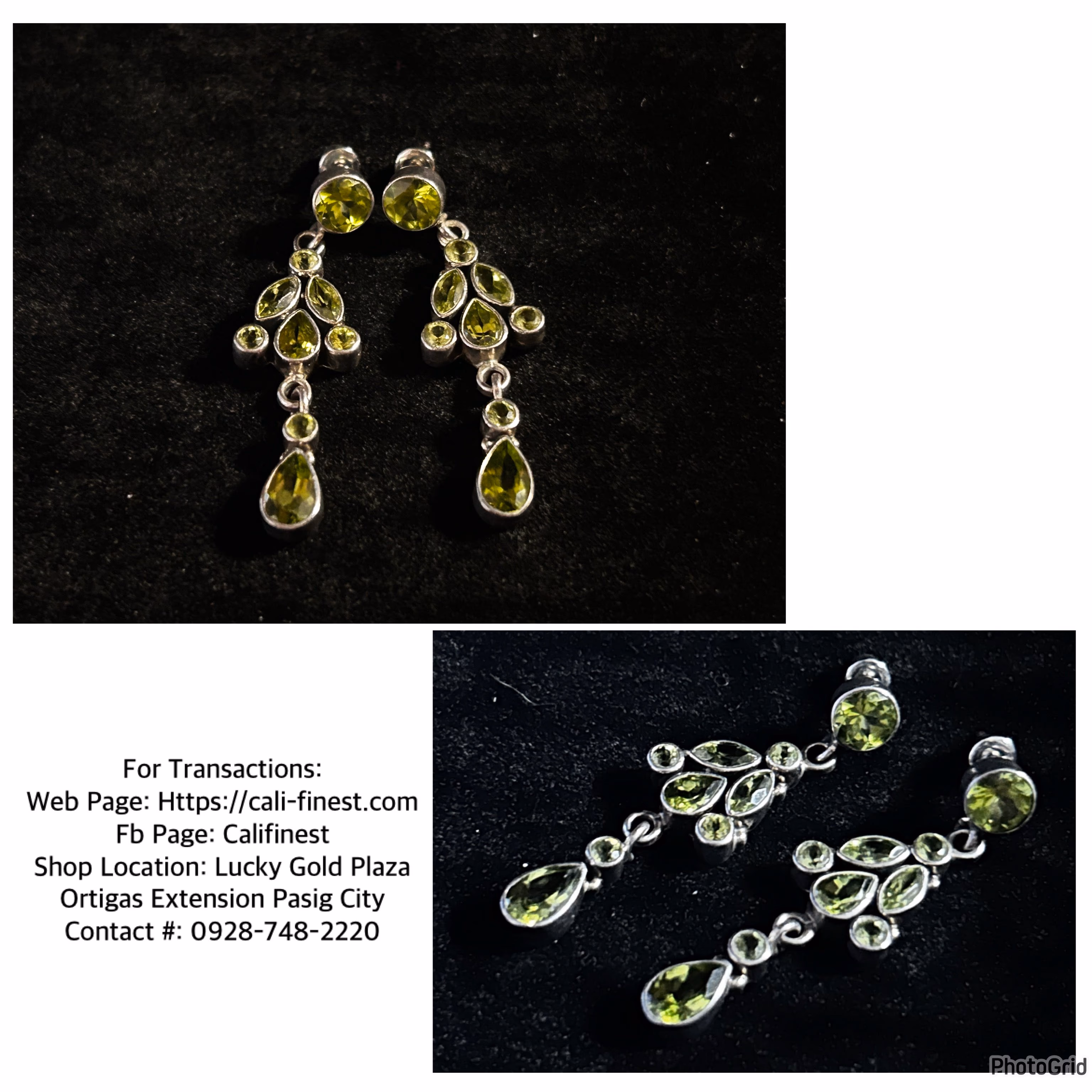 925 Silver with Peridot Gemstone Drop Earrings Silver From India 