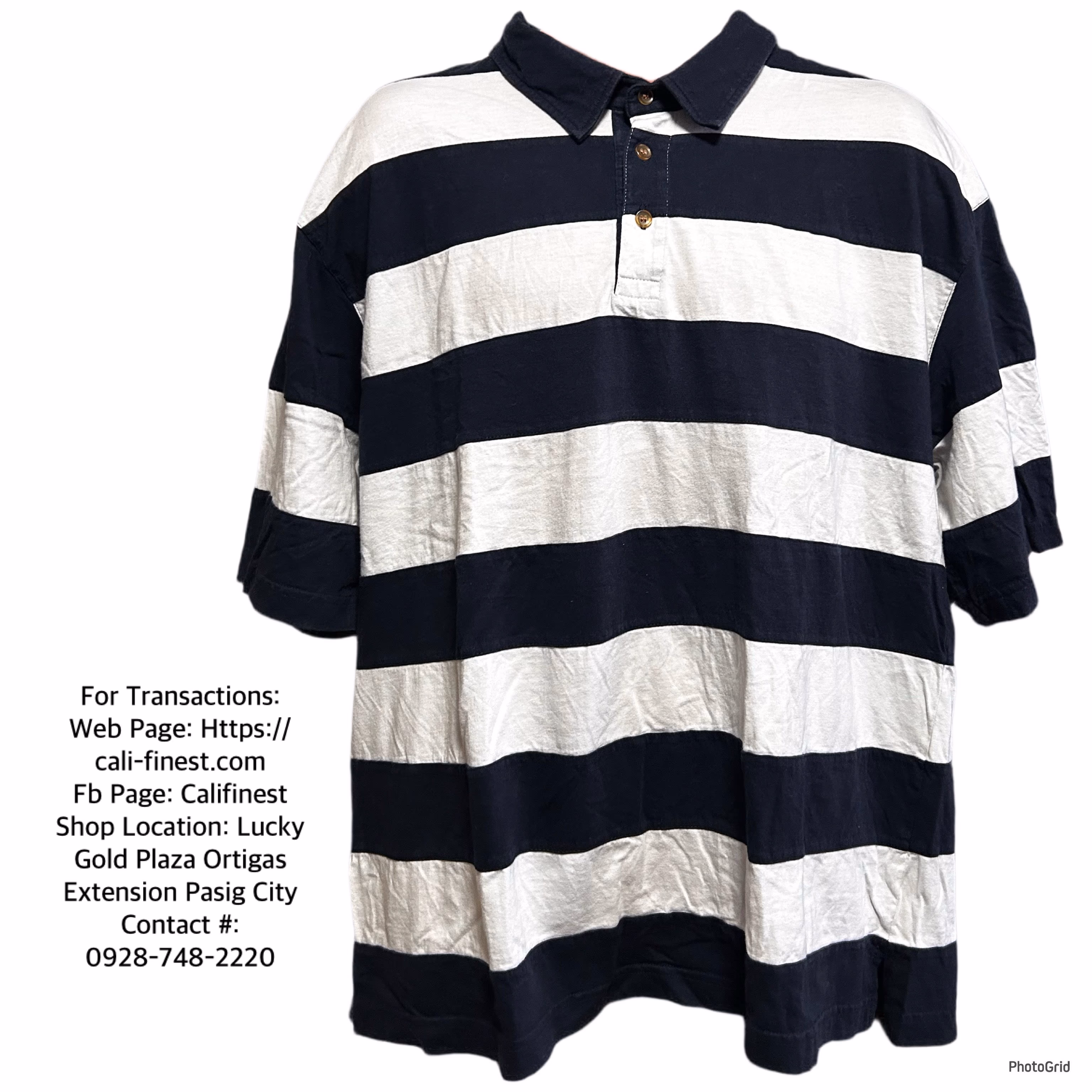 Cottonile Men’s Navy Blue & White Polo Shirt size XXL