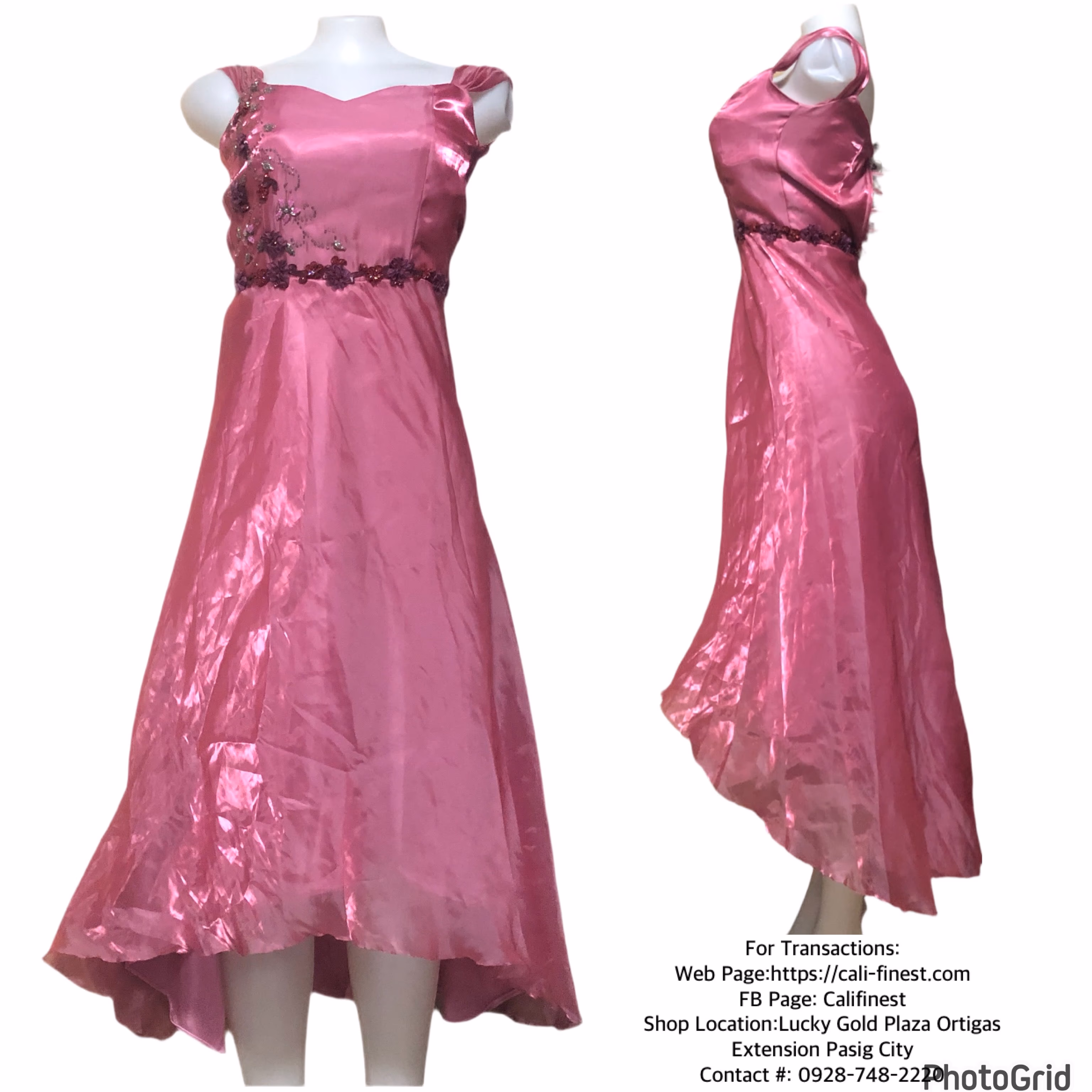 Women’s Pink Formal Dress with a Beaded Floral