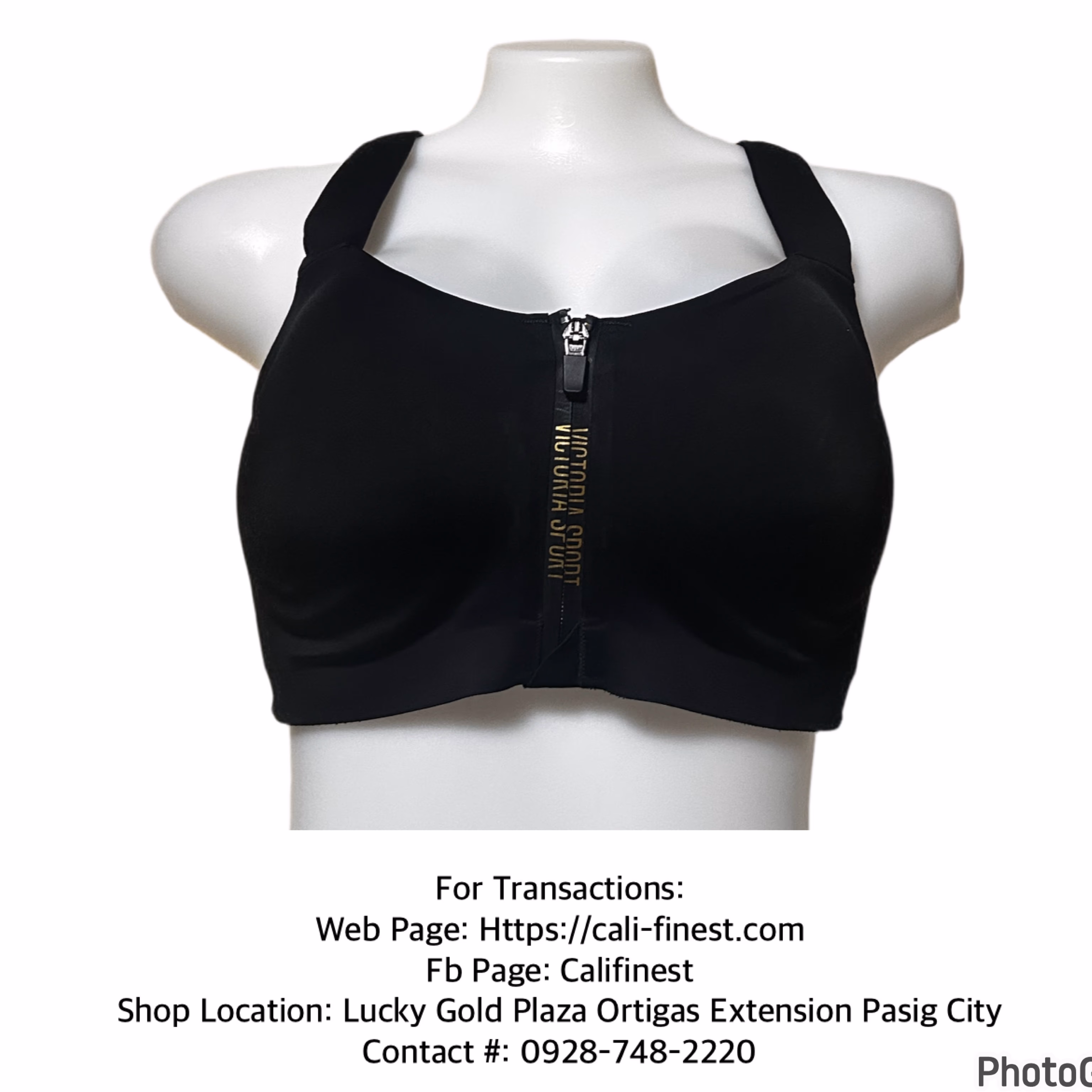 Victorias Secret Logo knockout front Closure Max Support Sport Bra 34DDD Black