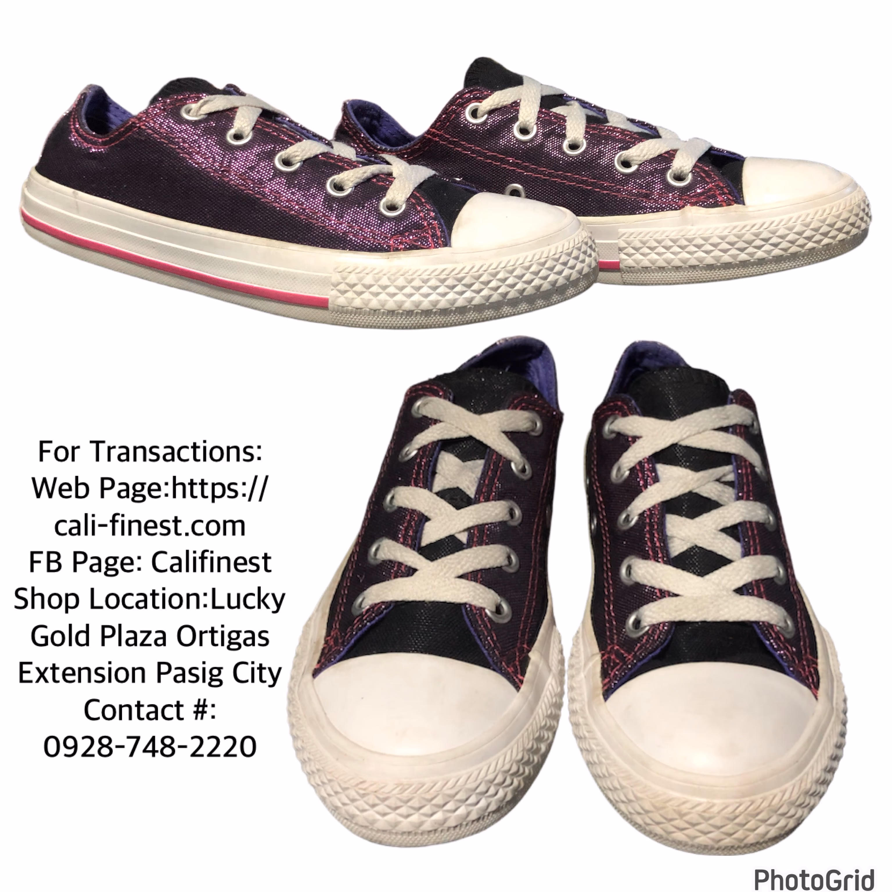 Converse All-Star Purple Metallic Double Tongue kids Shoe 19cm  S#0019 