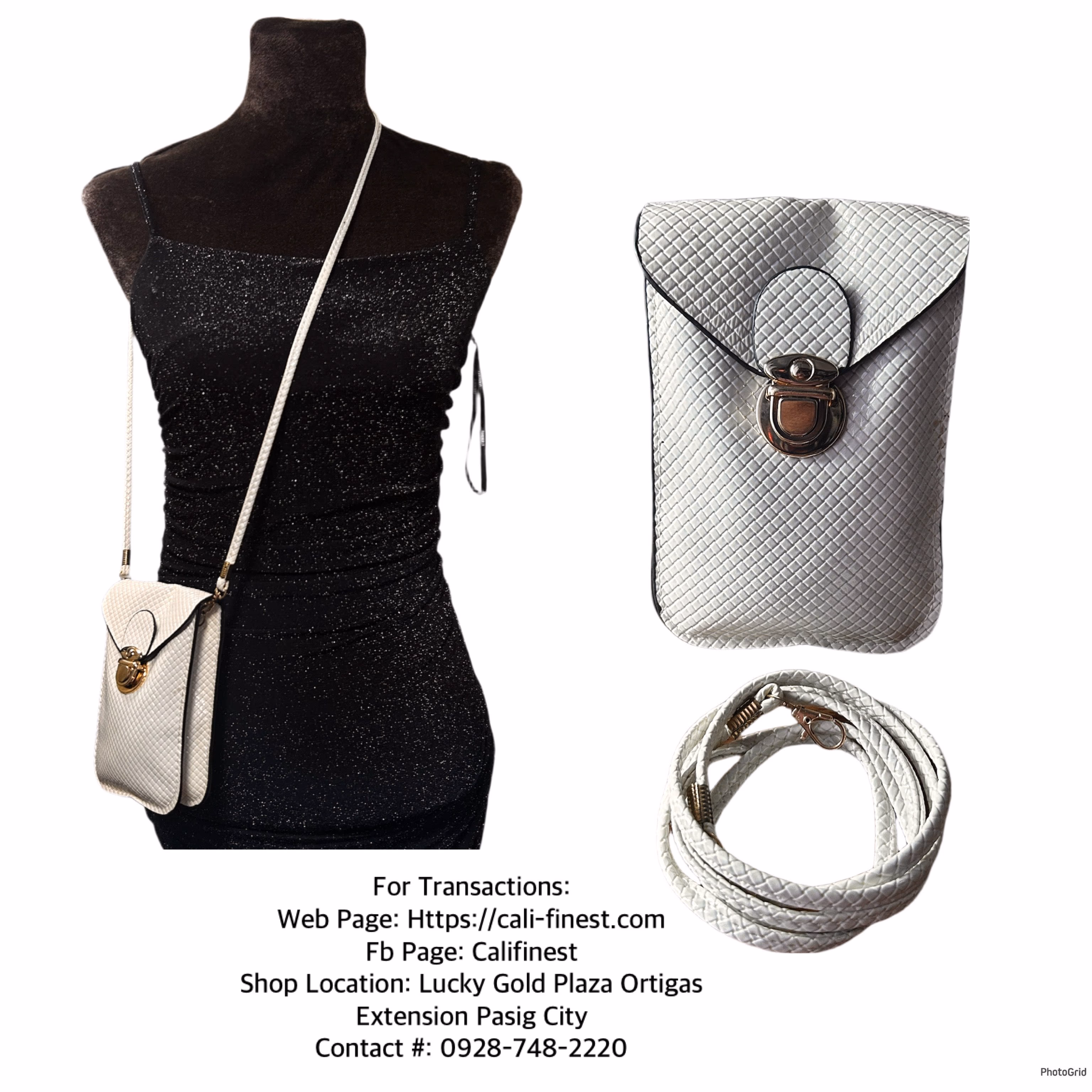 White  Quilted Small Crossbody Bag Best for Cellphones 