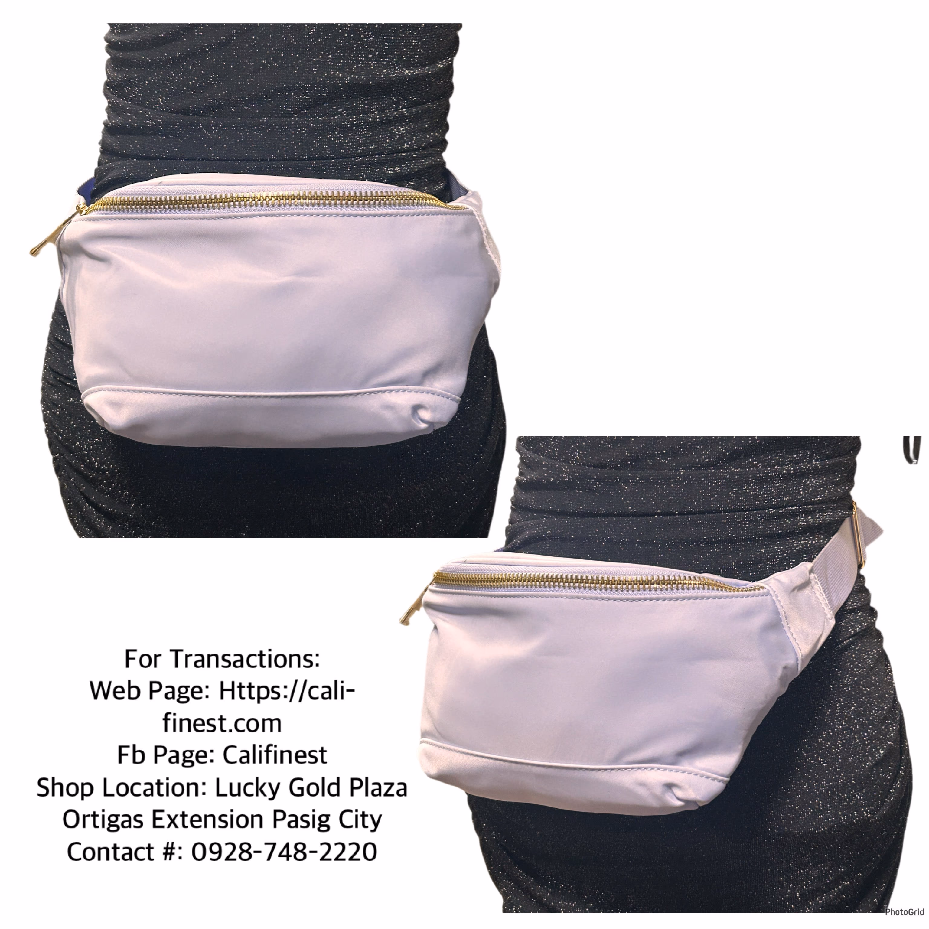 Brandnew light purple Nylon Waist Bag with Gold zipper